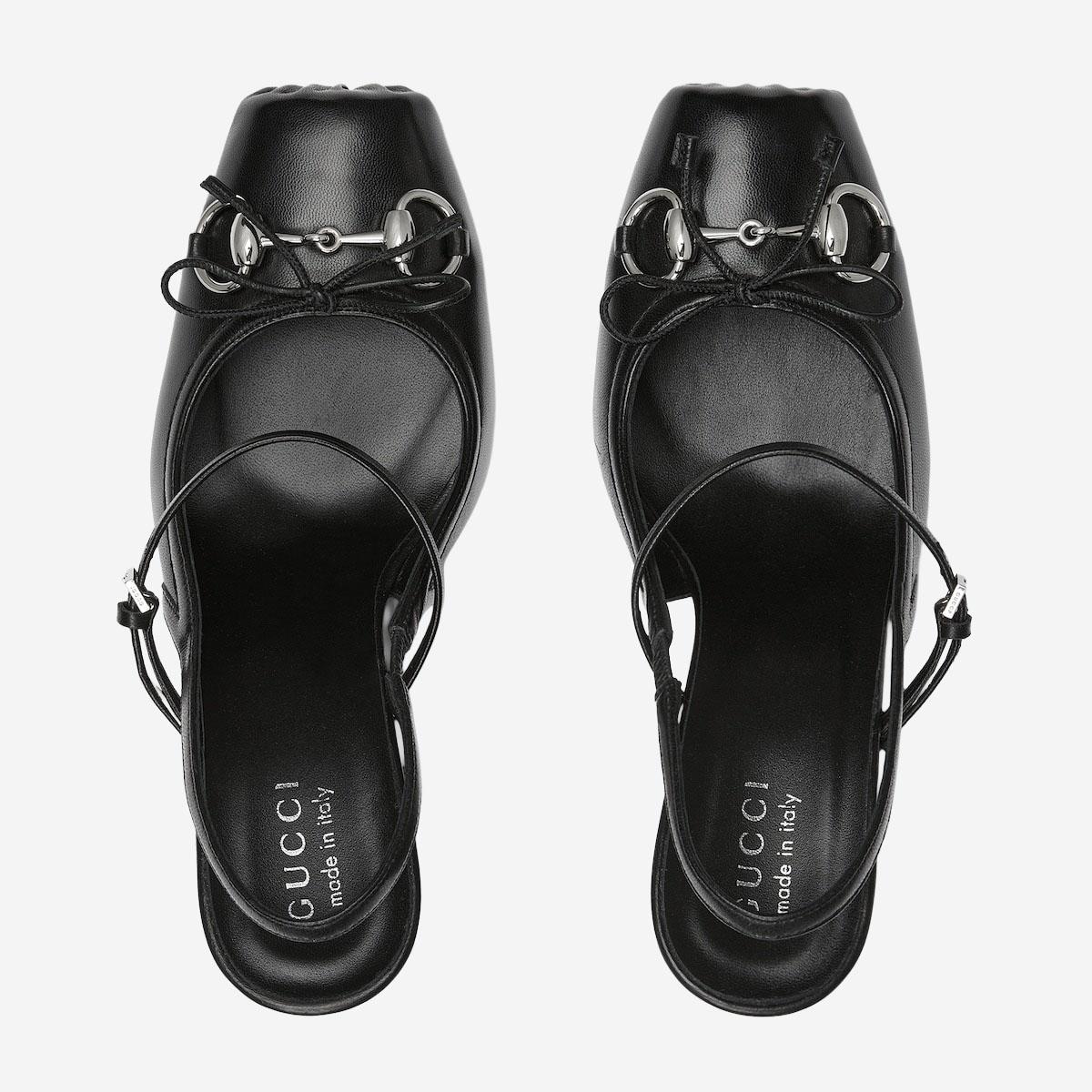 Décolleté slingback in pelle con Morsetto 845891 AAFK11000 GUCCI