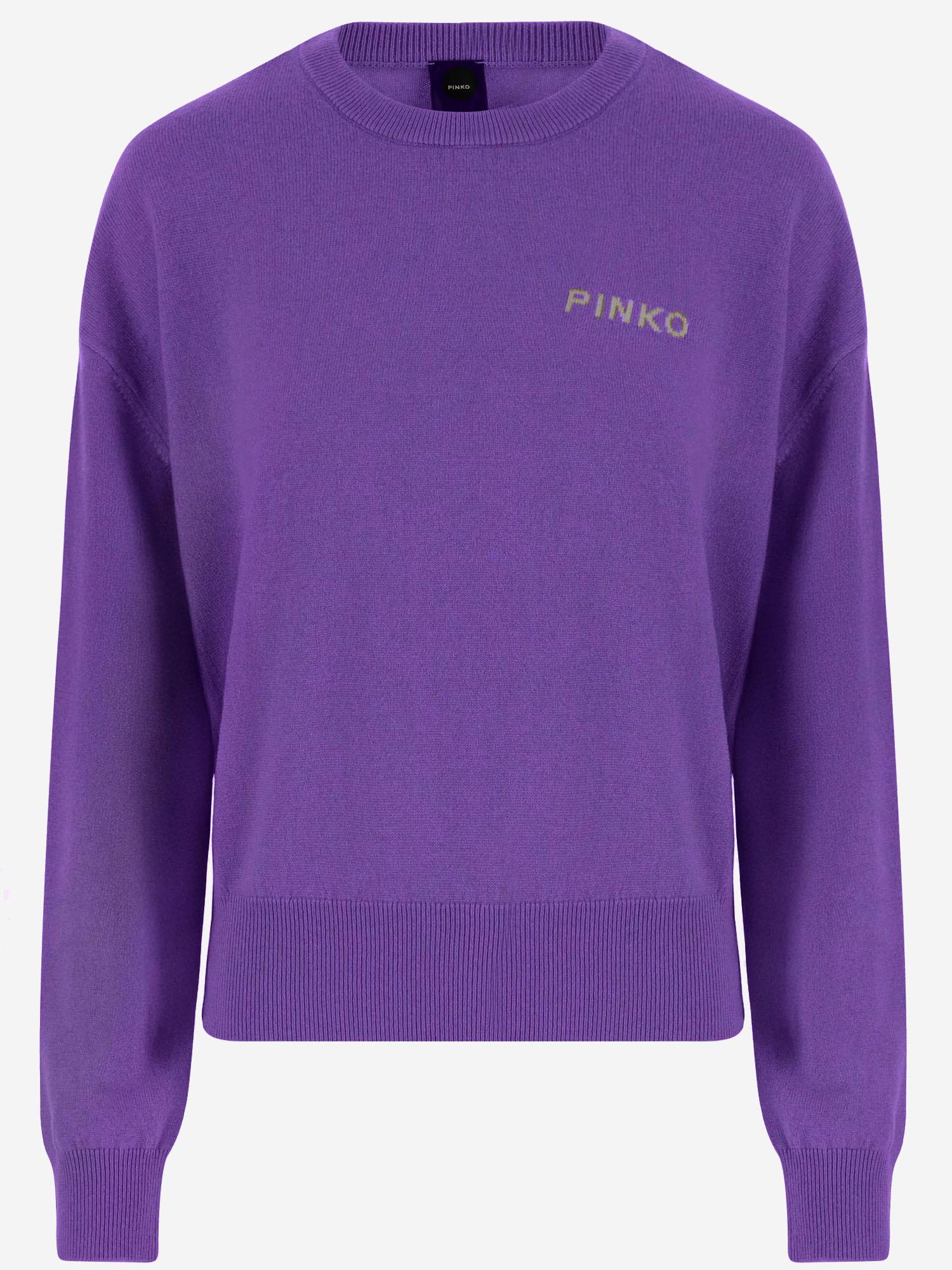 MAGLIONE IN LANA E CASHMERE CON LOGO 105561 A2SIYC6 PINKO
