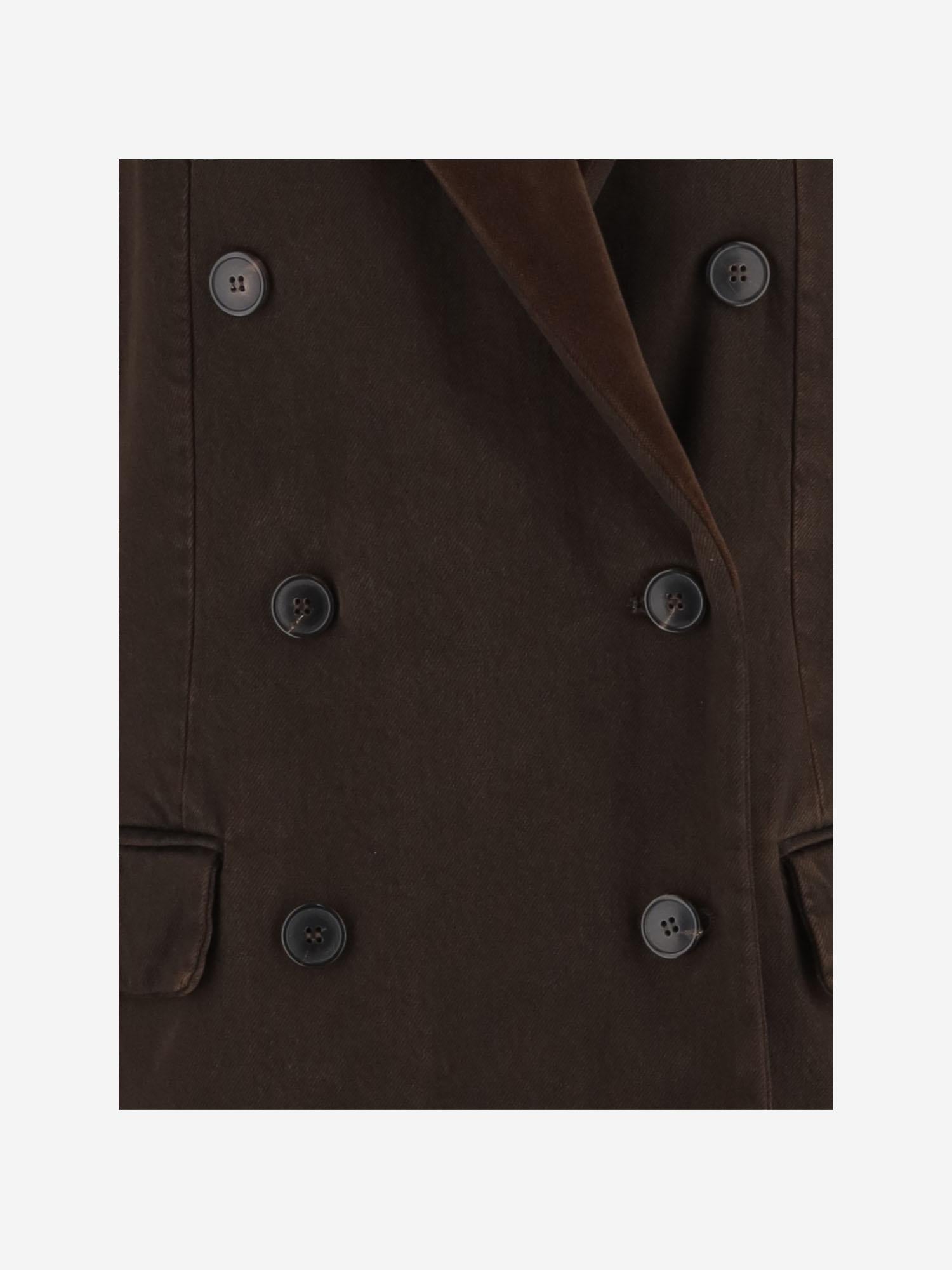 BLAZER DOPPIOPETTO IN COTONE CON REVERS IN VELLUTO 010437 2397703 DRIES VAN NOTEN