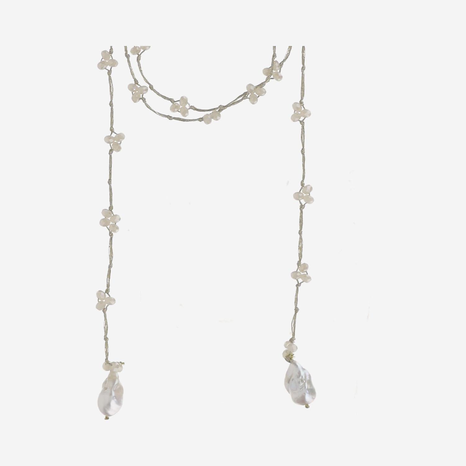 COLLANA CON PERLE VCREAM WHITEROSEGRIGIO MELA