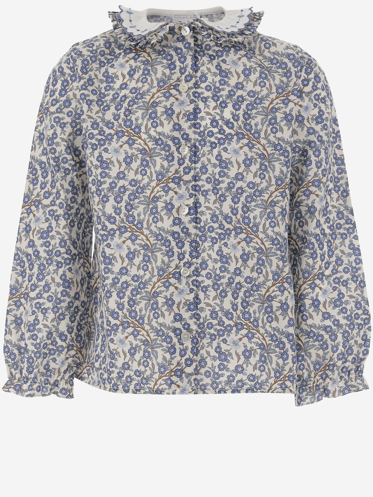 CAMICIA IN COTONE CON MOTIVO FLOREALE DIVA 504 NICOLETTA FANNA KIDS