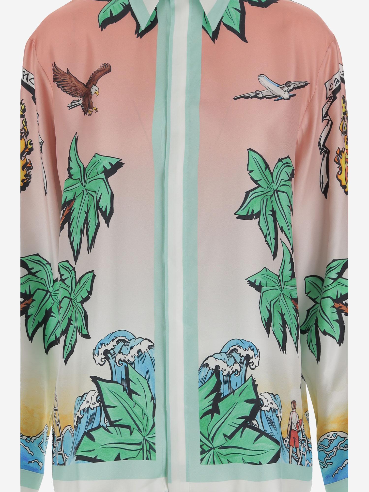 CAMICIA IN PURA SETA CON STAMPA GRAFICA UWS25SH021 02 CASABLANCA