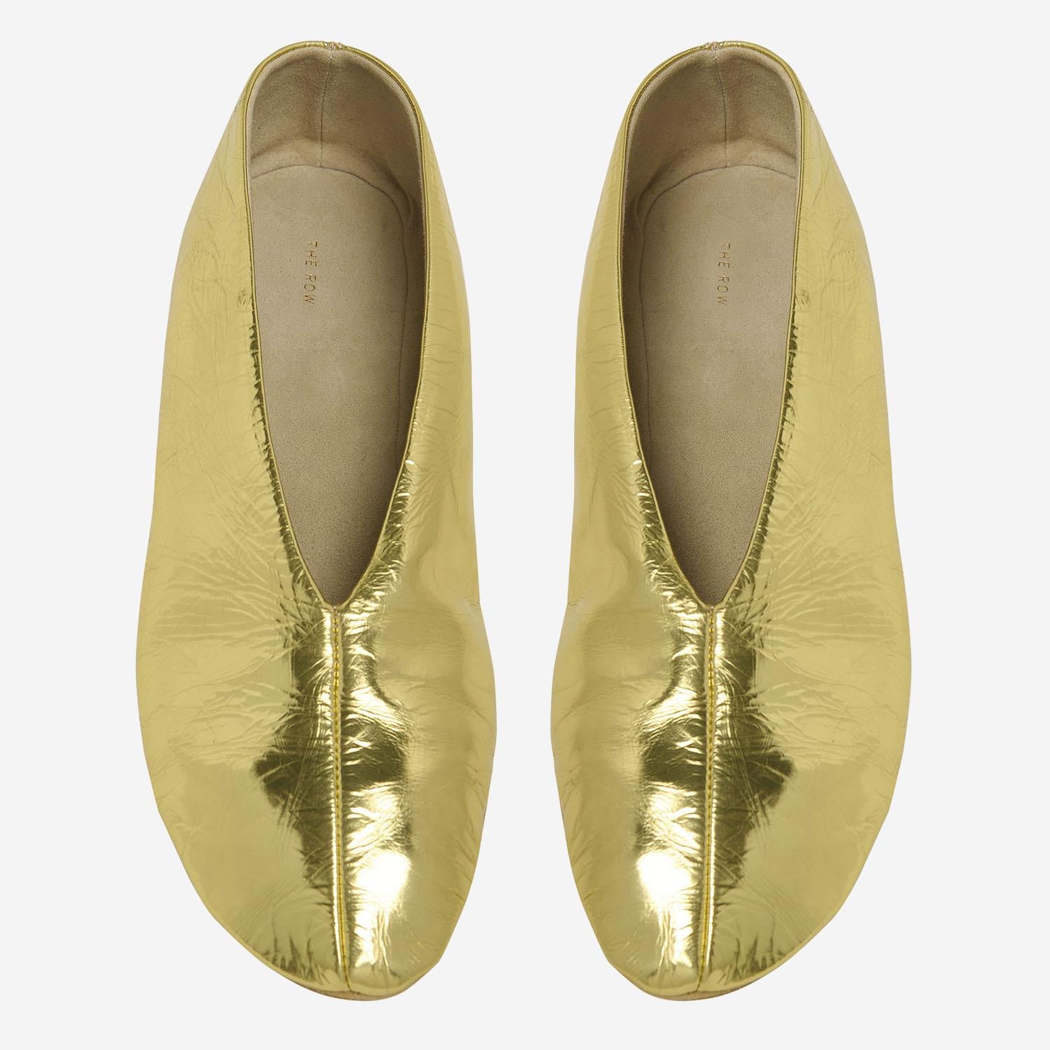BALLERINE STELLA IN PELLE F1638M39 GOLD THE ROW