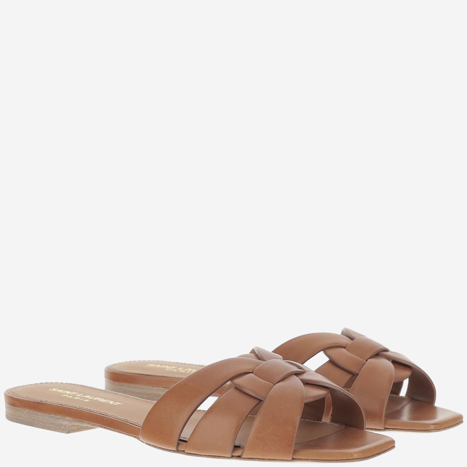 SANDALI FLAT NU PIEDS TRIBUTE 05 IN PELLE 571952 BDA002206 SAINT LAURENT