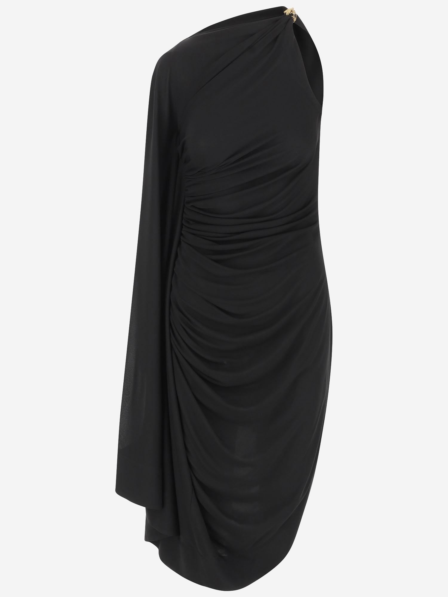 ABITO NERO CON DRAPPEGGIO IN JERSEY DI VISCOSA 819930 V4N201000 BOTTEGA VENETA