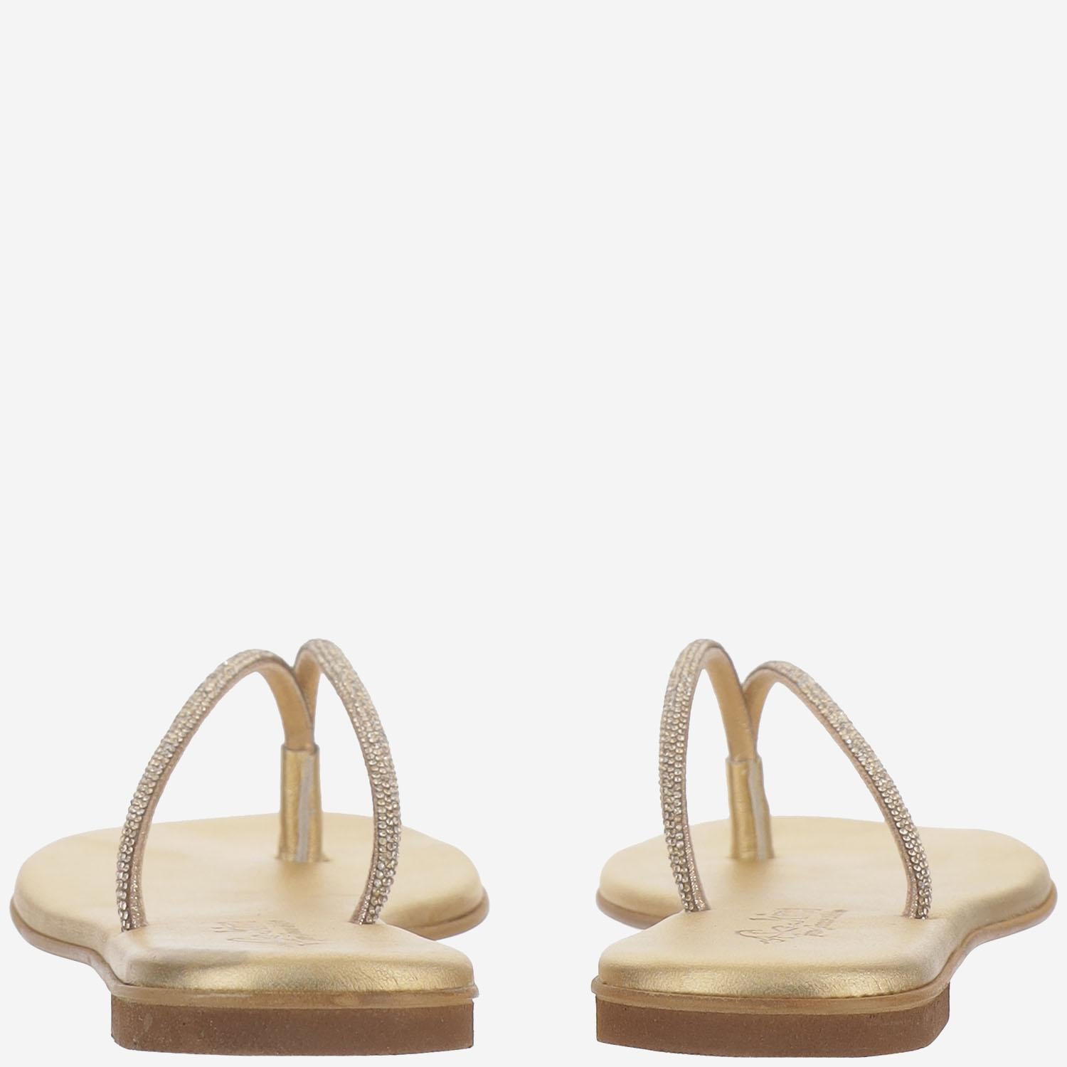 SANDALI IN PELLE CON STRASS BALOS GOLD KIMA