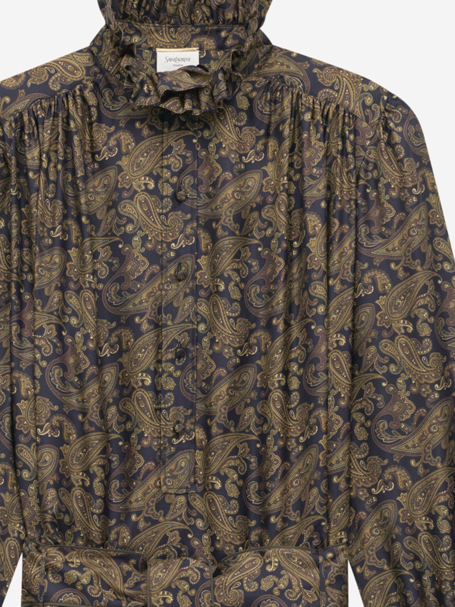 Abito in twill di seta motivo paisley 828304 Y6K904775 SAINT LAURENT