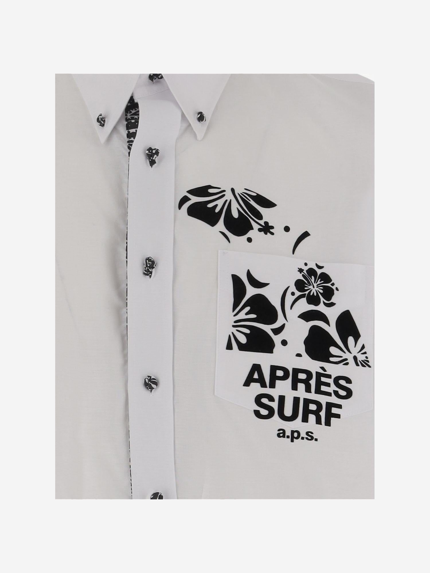 CAMICIA IN MISTO COTONE CON STAMPA LOGO JORDAN WHITE APRES SURF