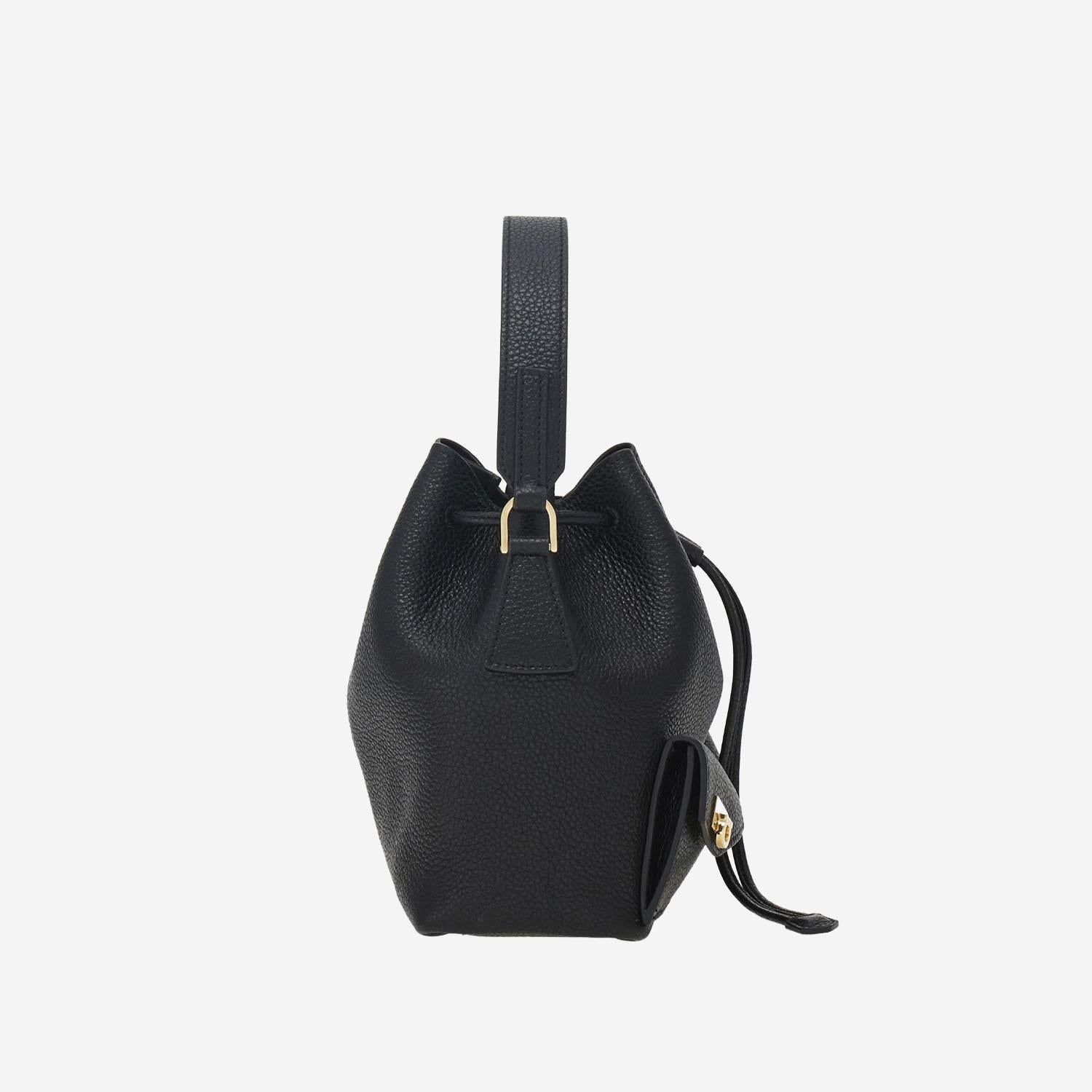 Borsa a secchiello in pelle martellata 220915 002NERO SALVATORE FERRAGAMO