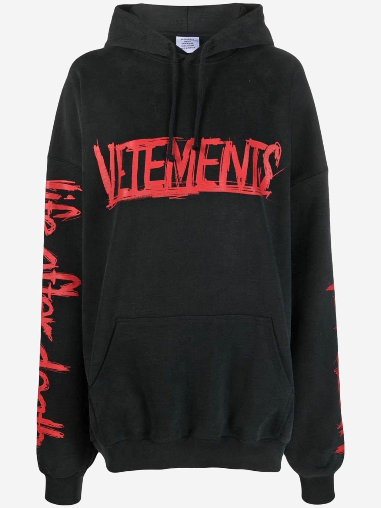FELPA IN COTONE CON LOGO UE54HD600B BLACK VETEMENTS