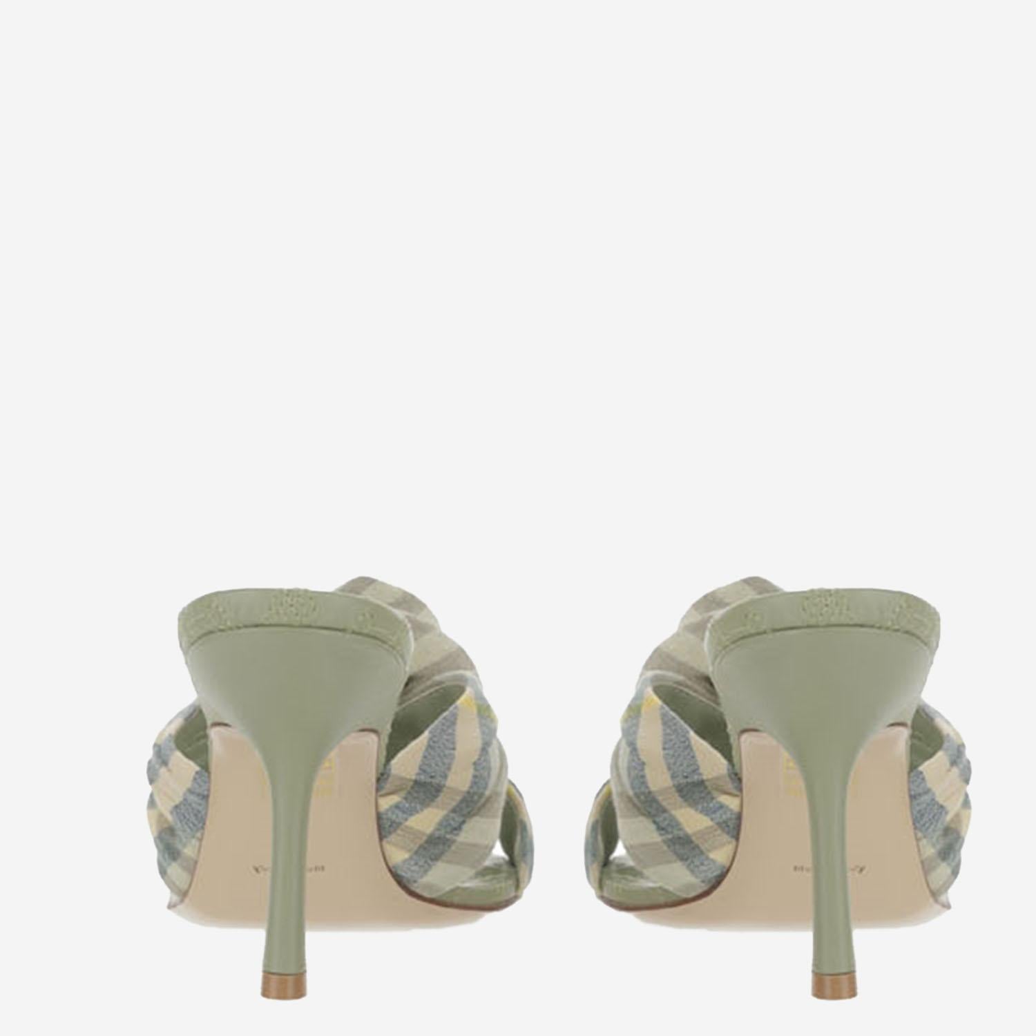 MULE MEWS ROSE IN MISTO LINO STRETCH CHECK 8101603 BREEZEIPCHECK BURBERRY