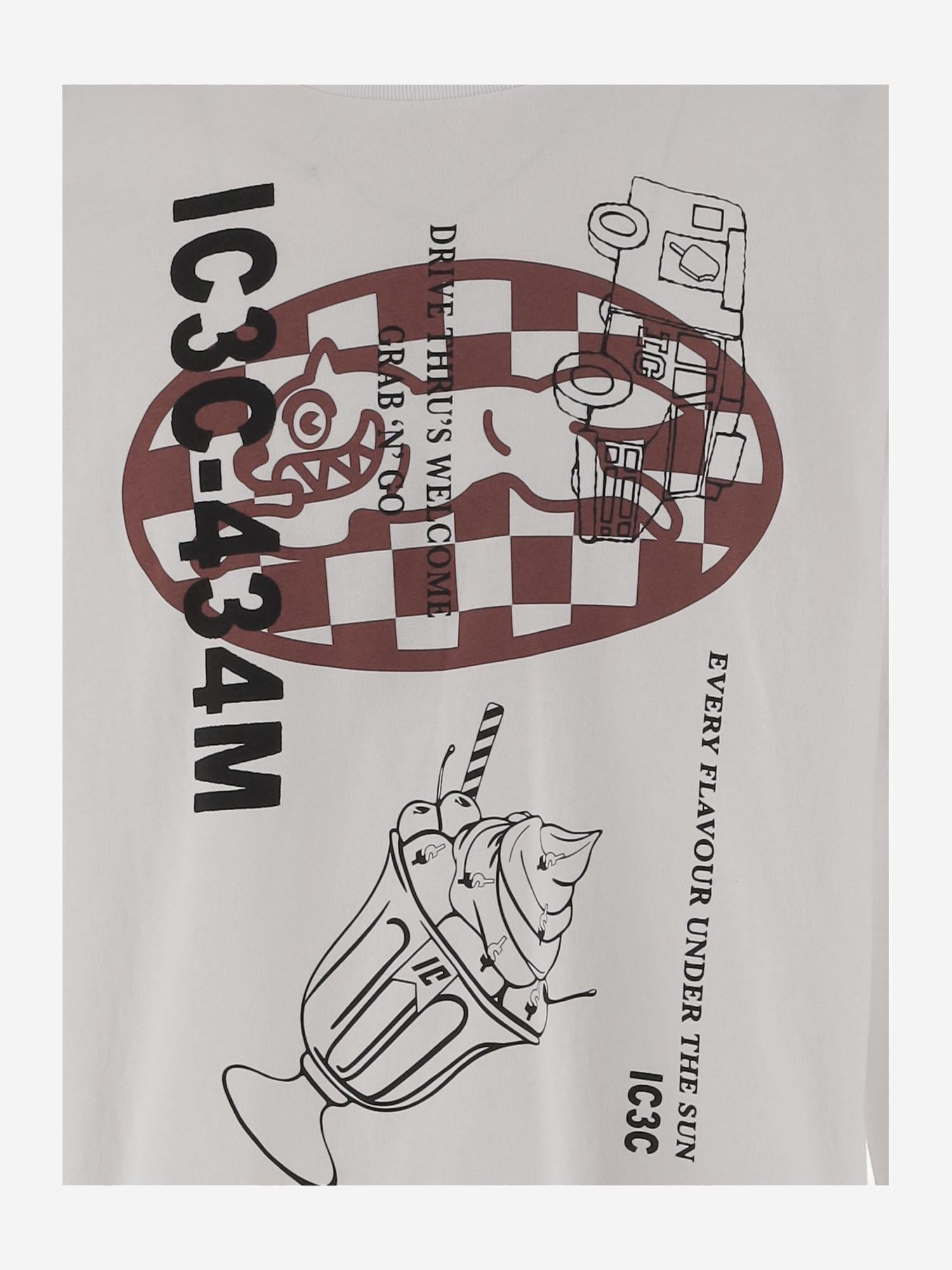 T-SHIRT A MANICHE LUNGHE IN COTONE CON LOGO IC25355 WHITE ICECREAM