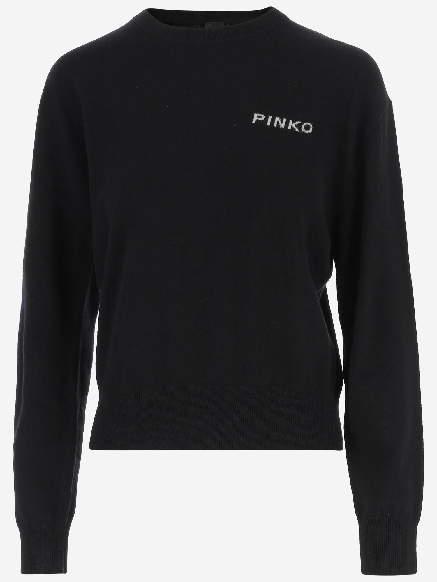 MAGLIONE IN LANA E CASHMERE CON LOGO 105561 A2SIZZ2 PINKO