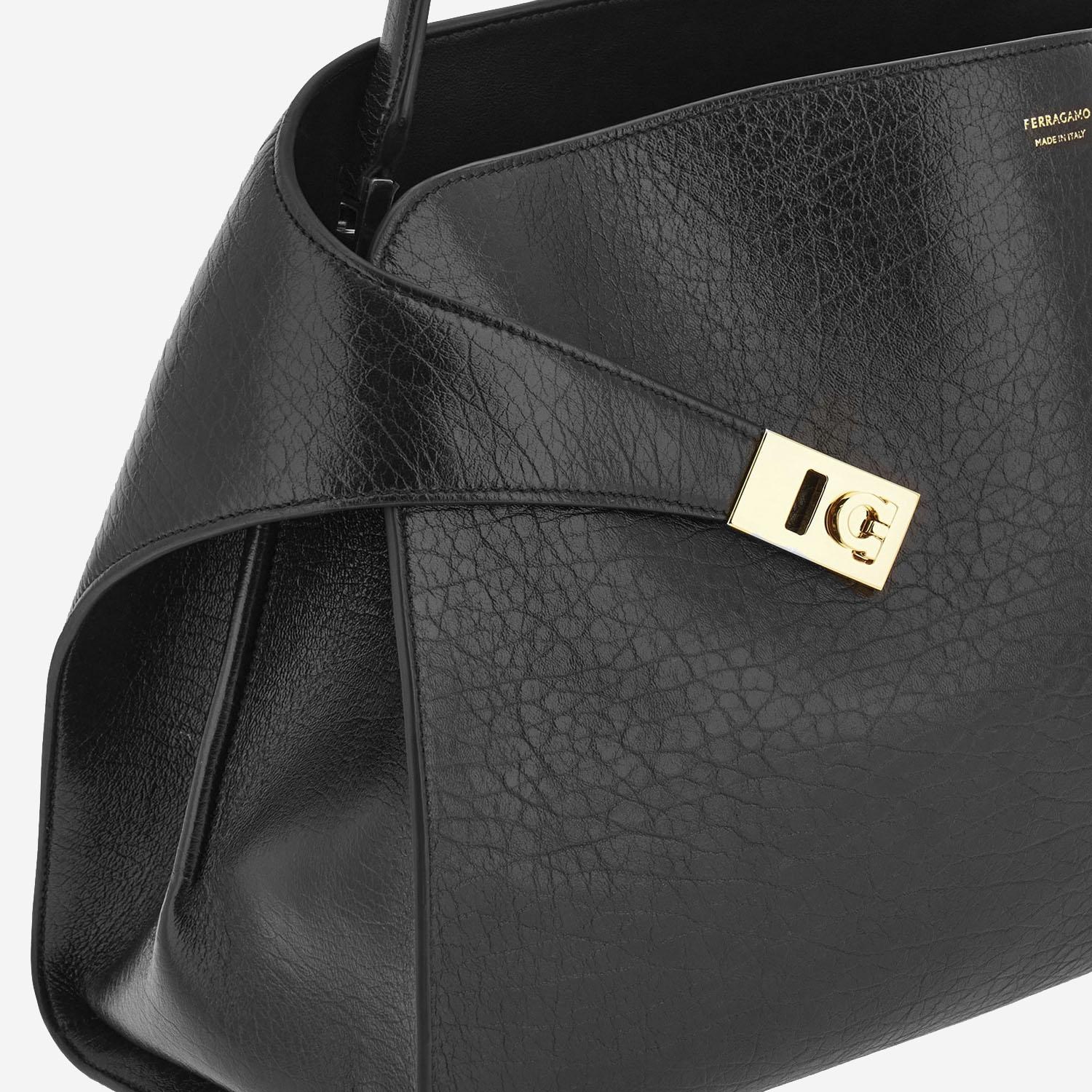 BORSA A SPALLA HUG SOFT 219816 007NEROBORGOGNA SALVATORE FERRAGAMO