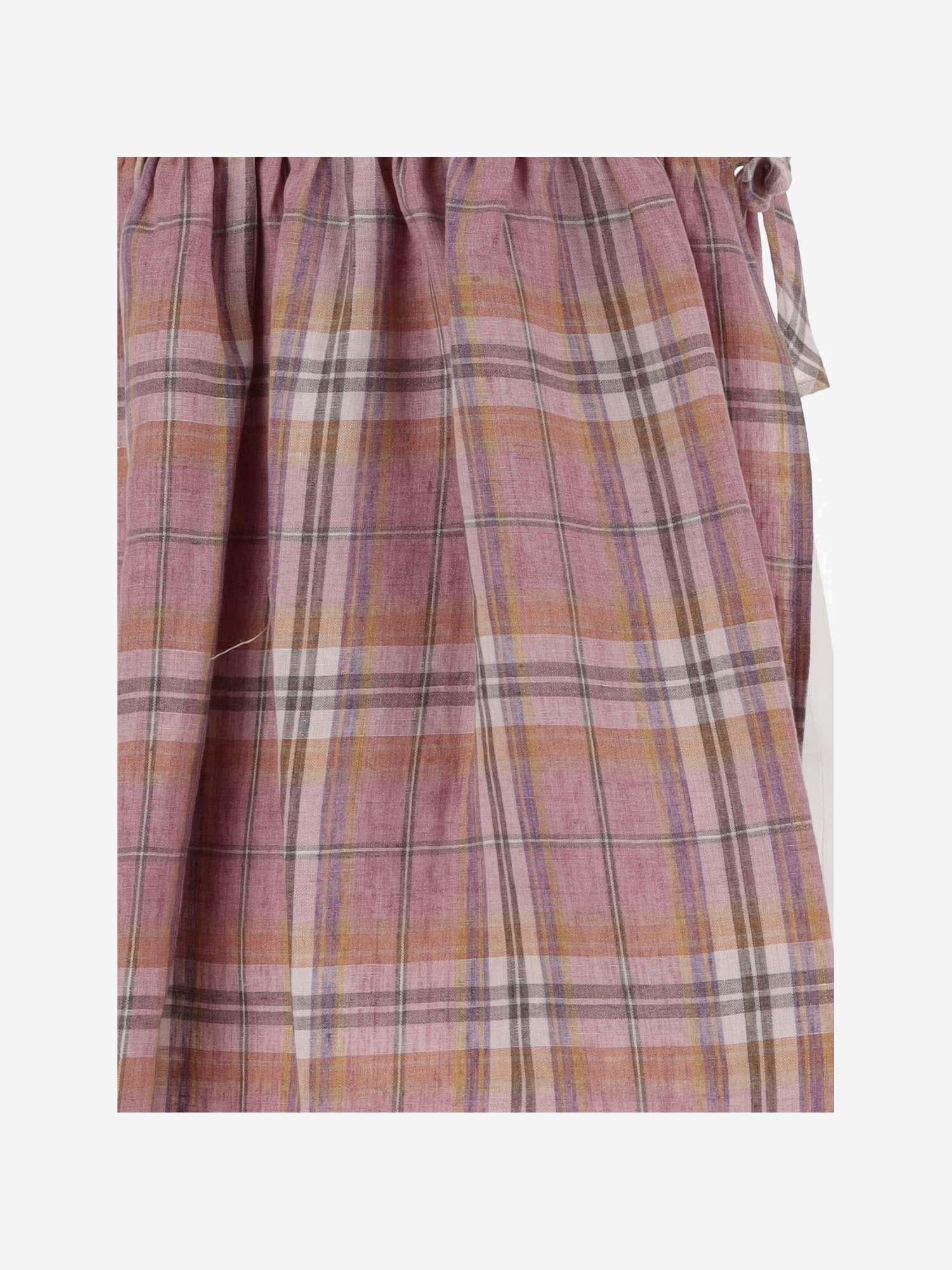 ABITO IN LINO STAMPA MADRAS P24VA328L3021 644 IL GUFO KIDS