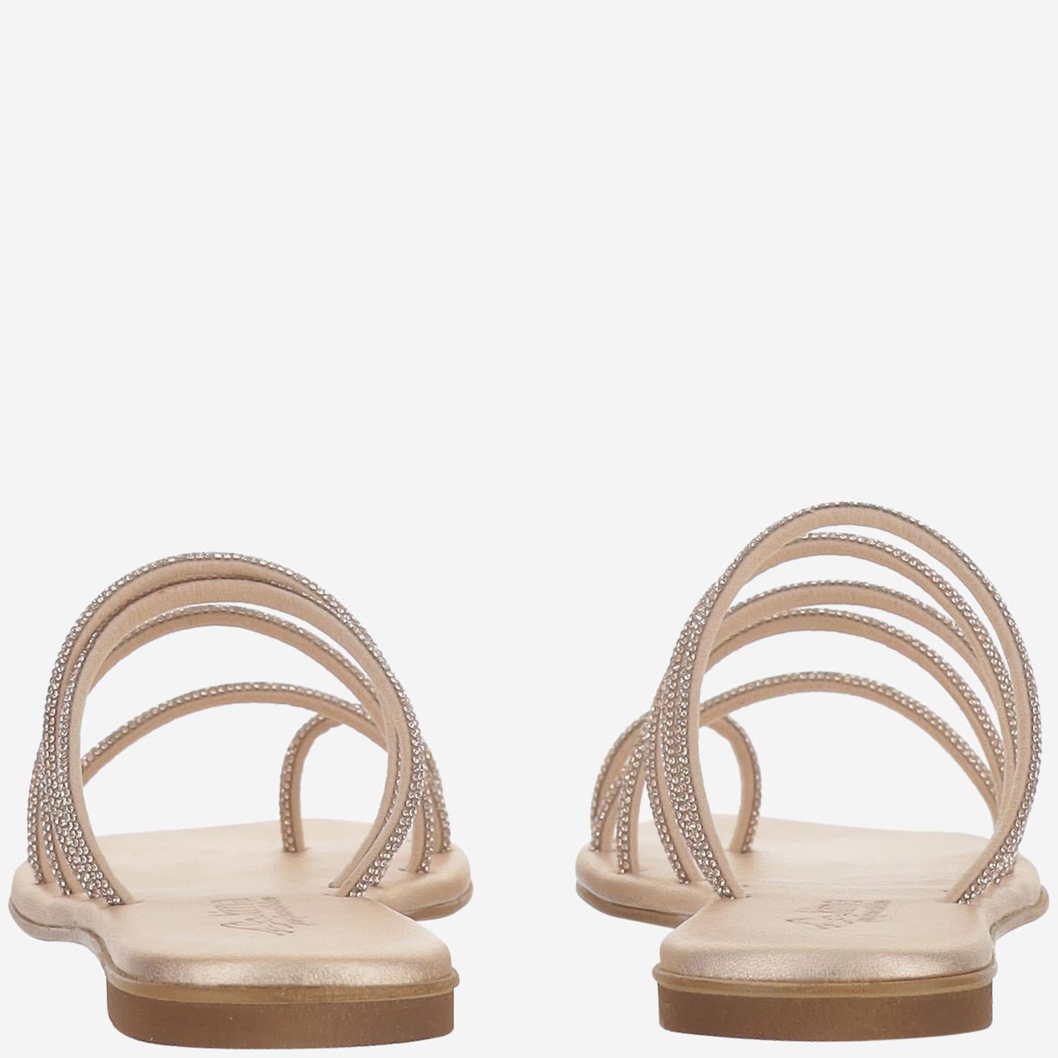 SANDALI IN PELLE CON STRASS KOS ROSE GOLD KIMA