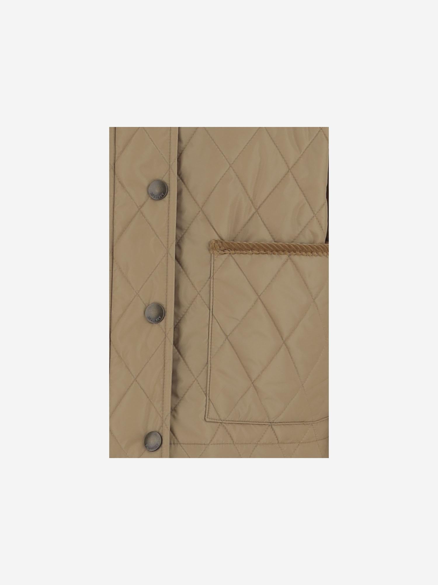 Giacca corta in nylon trapuntato 8107466 FLAX/SANDIPCHECK BURBERRY