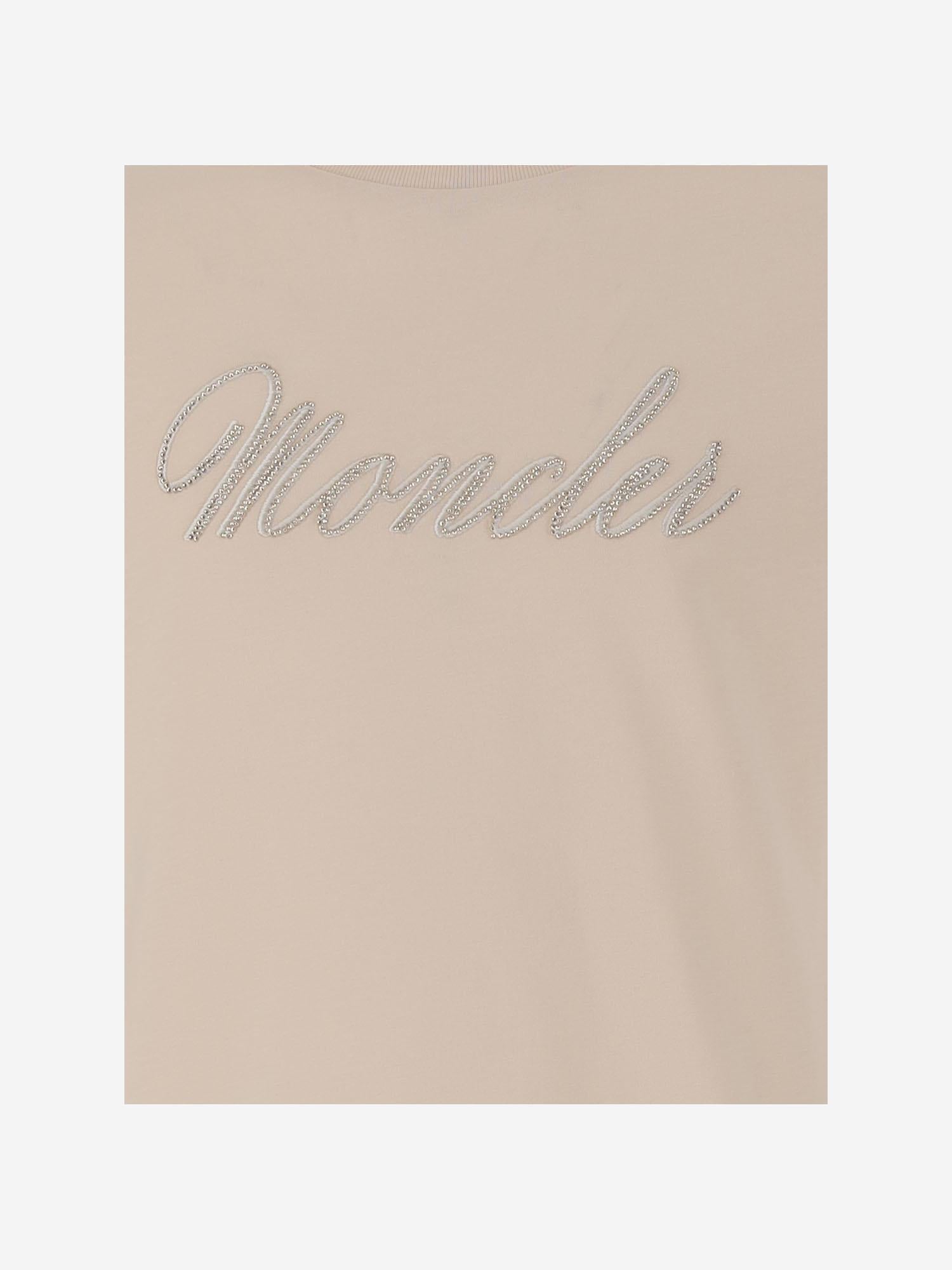 T-SHIRT IN COTONE CON LOGO STRASS 8C0001689AT9 51N MONCLER ENFANTS