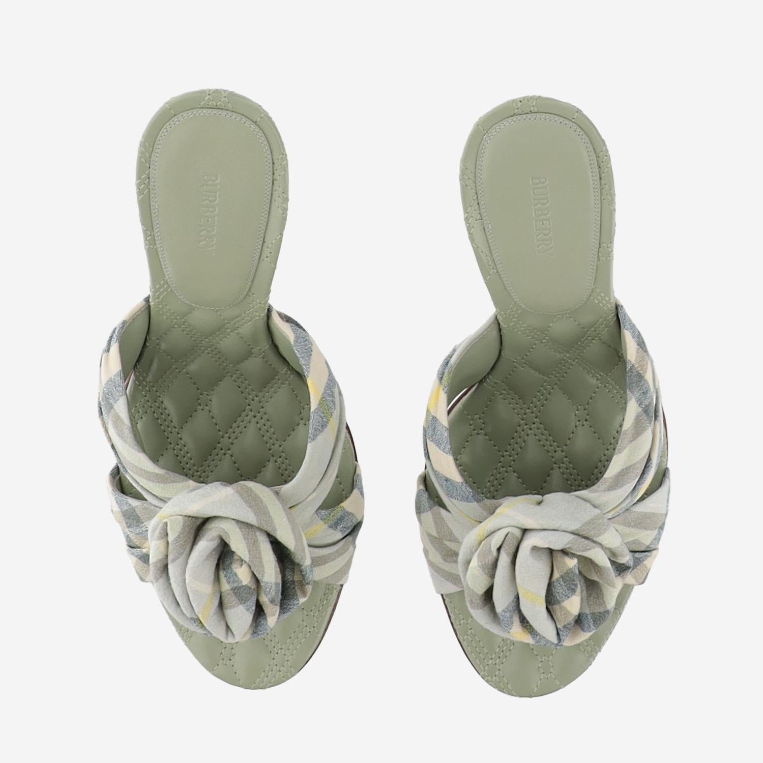 MULE MEWS ROSE IN MISTO LINO STRETCH CHECK 8101603 BREEZEIPCHECK BURBERRY