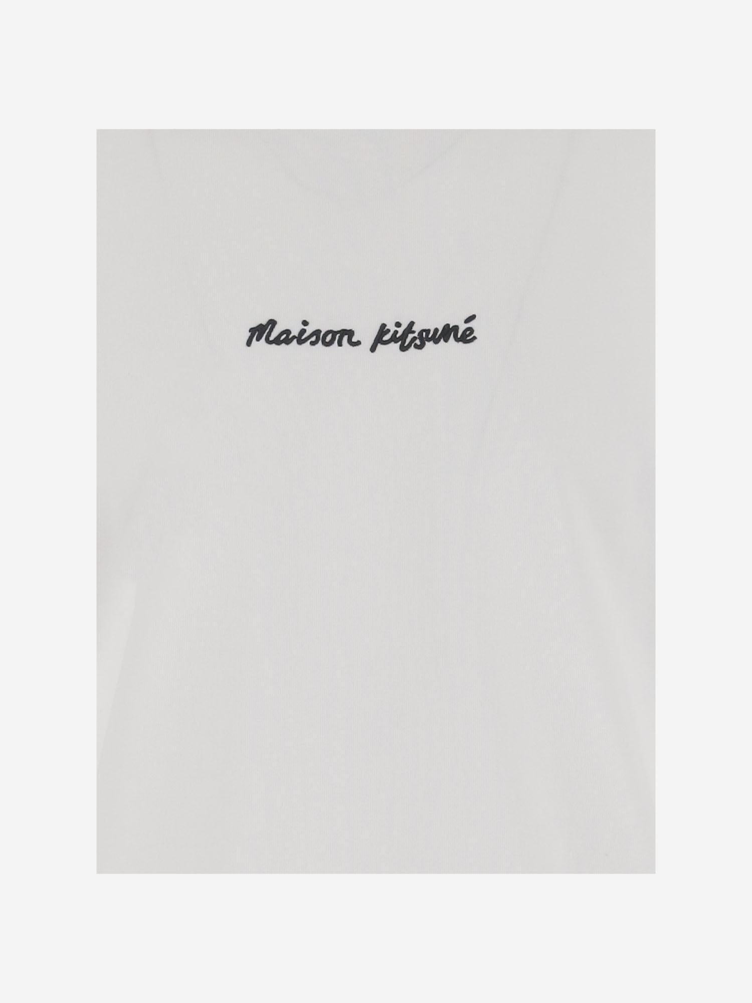 T-SHIRT IN COTONE CON RICAMO LOGO OM00122KJ0119 P100 MAISON KITSUNE