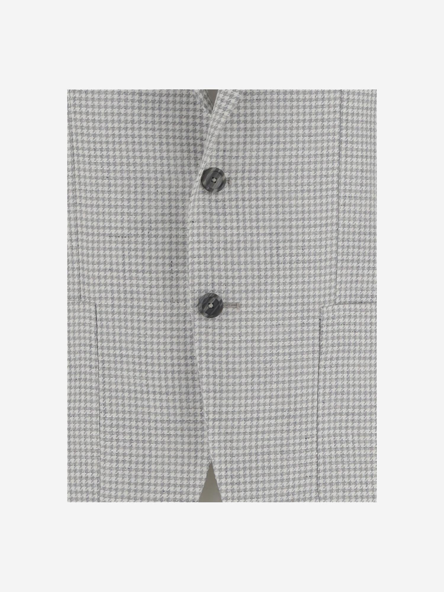GIACCA MONOPETTO IN MISTO LINO CON MOTIVO PIED DE POULE 1SMC22K 520063P3197 TAGLIATORE