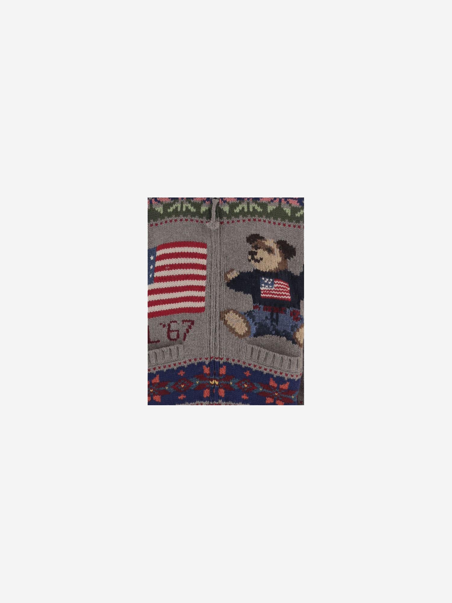 MAGLIONE IN LANA CON STAMPA POLO BEAR E MOTIVO GEOMETRICO 211972140 001 POLO RALPH LAUREN