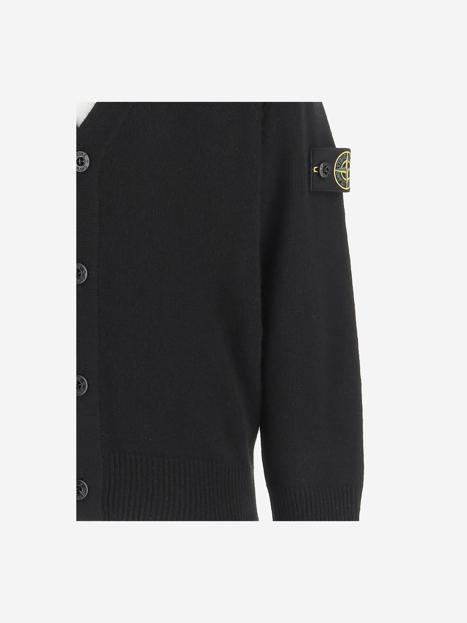 CARDIGAN IN MISTO LANA CON LOGO 5100001 S00M1V0029 STONE ISLAND KIDS