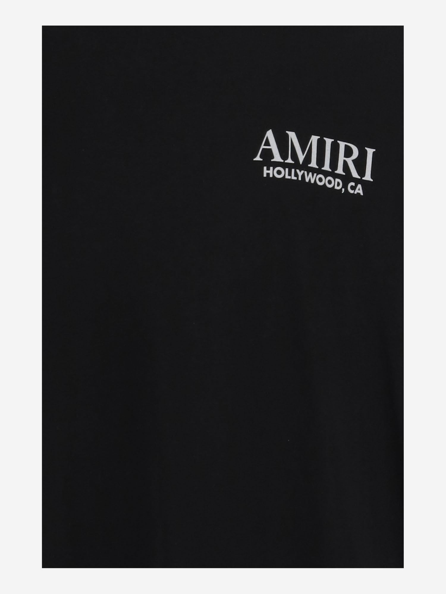 T-SHIRT IN COTONE CON STAMPA E LOGO AKJYTE 1036Black AMIRI KIDS