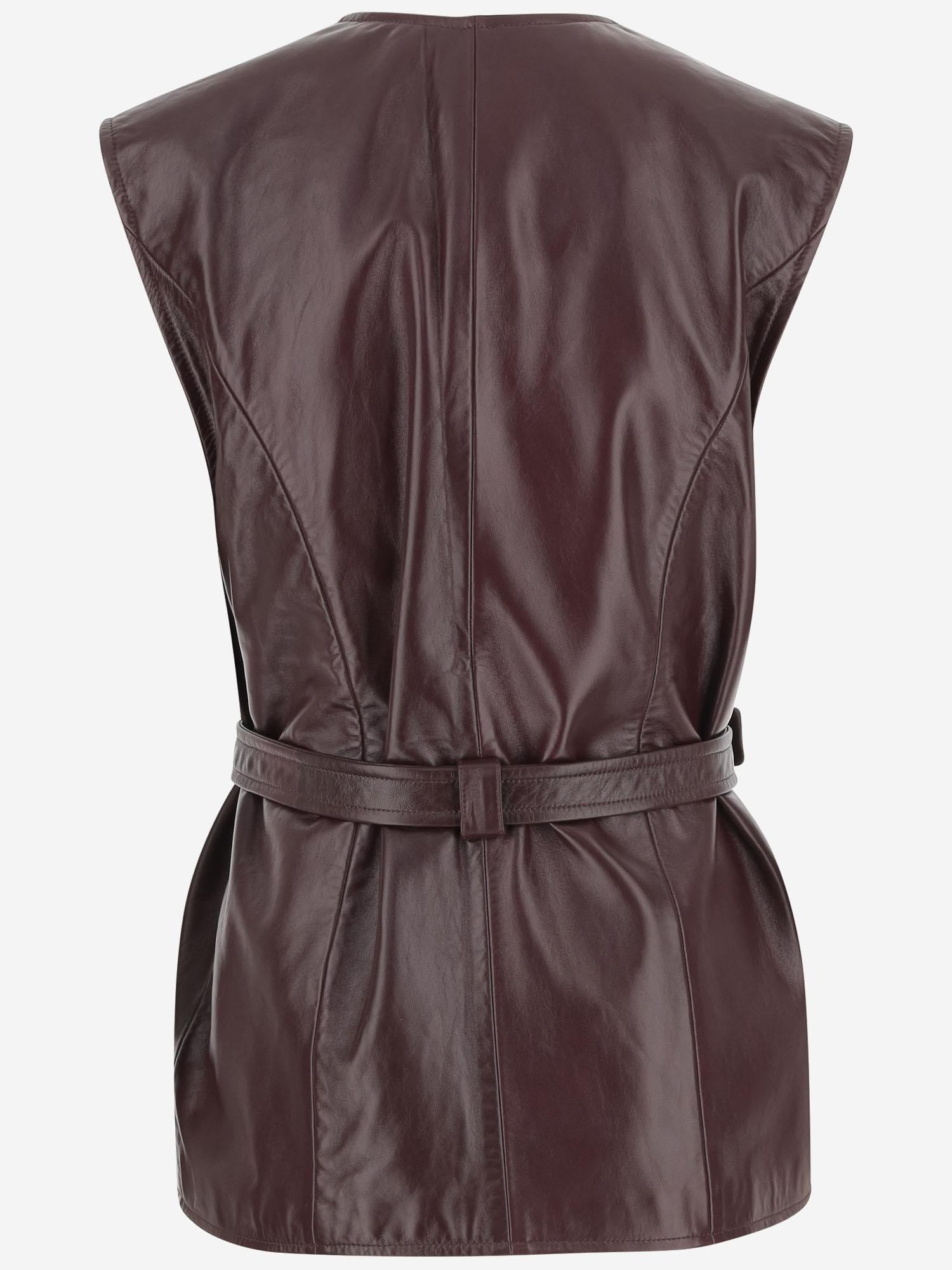 GILET IN PELLE CON TASHE E CINTURA CH25ACV04204 27M CHLOE