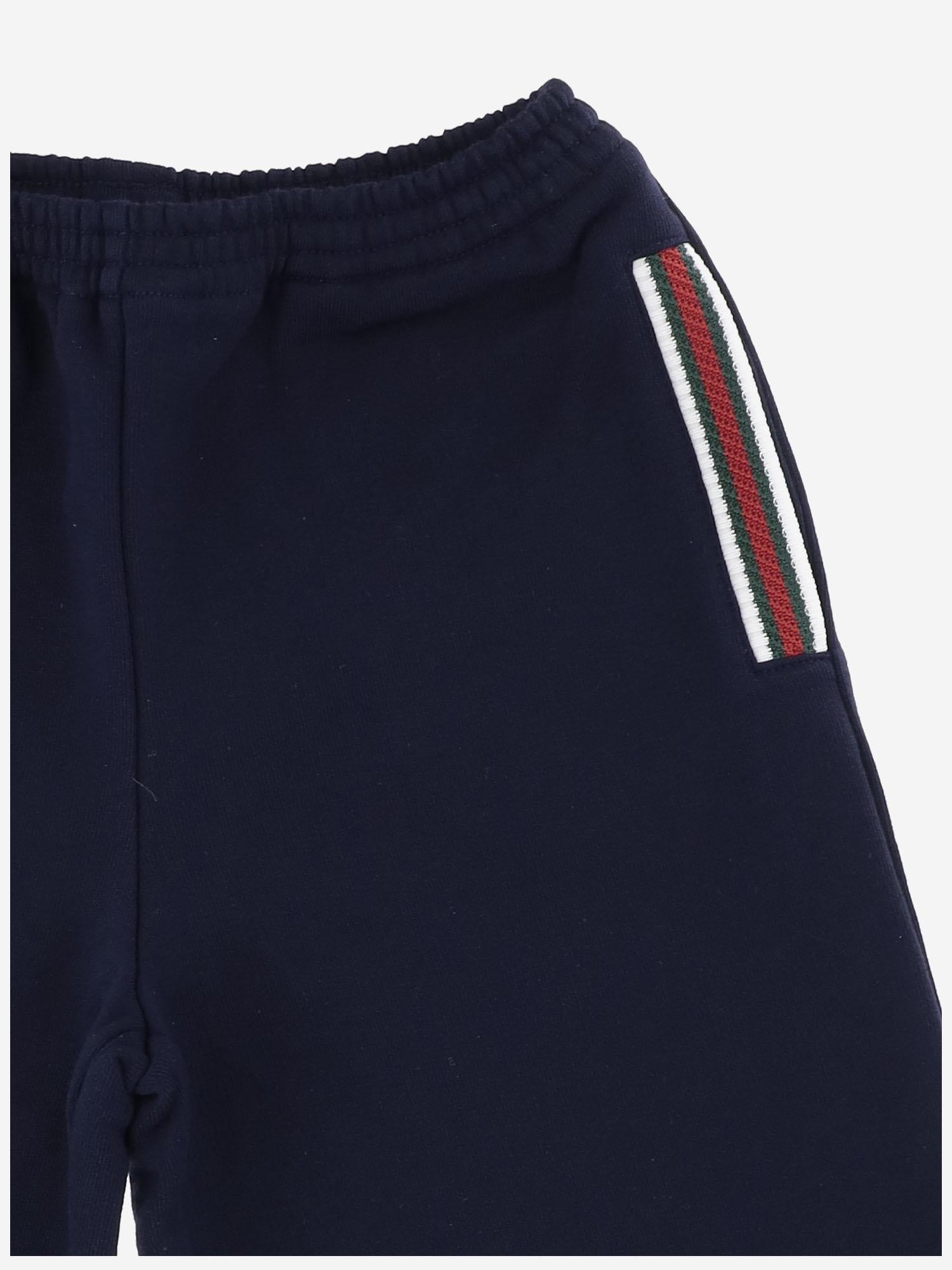 PANTALONI IN COTONE CON NASTRO WEB 825179 XJHAQ4780 GUCCI KIDS