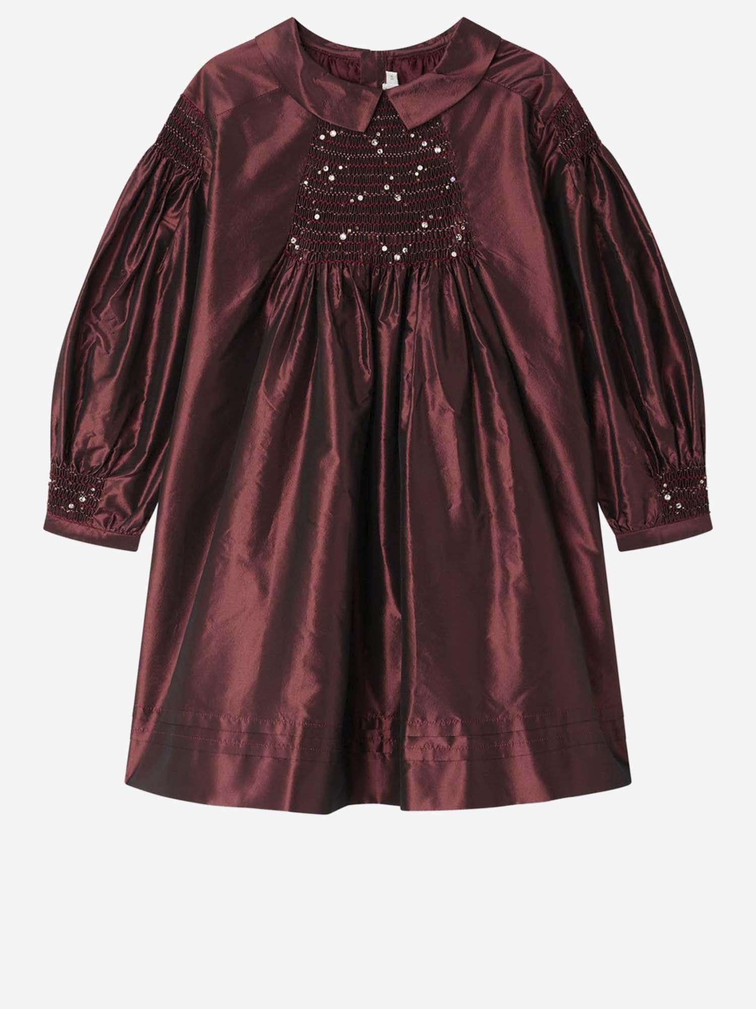 Abito Jeanne in seta ricamata e arricciata W05GDRW00002 052B BONPOINT KIDS