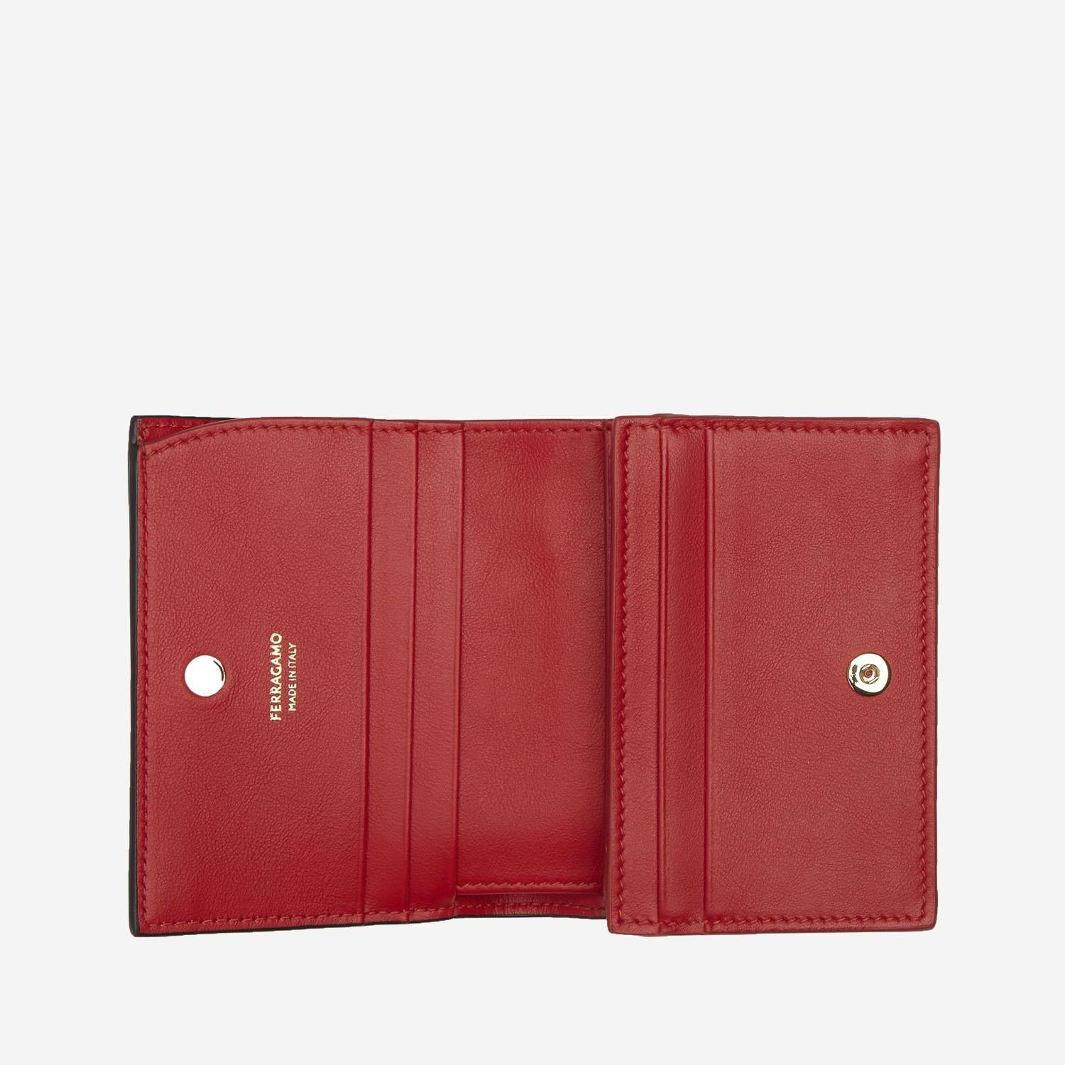 PORTAFOGLIO COMPATTO GANCINI 220627 001NEROFLAMERED SALVATORE FERRAGAMO