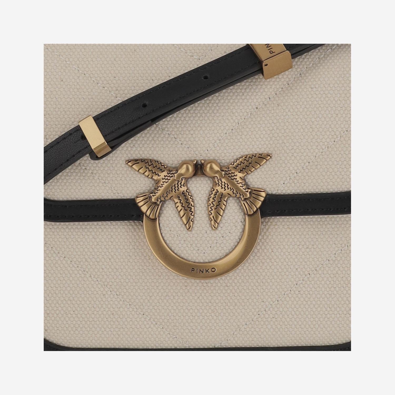 Borsa squadrata Love Bag in canvas e pelle 104297 A2C7CZ9Q PINKO