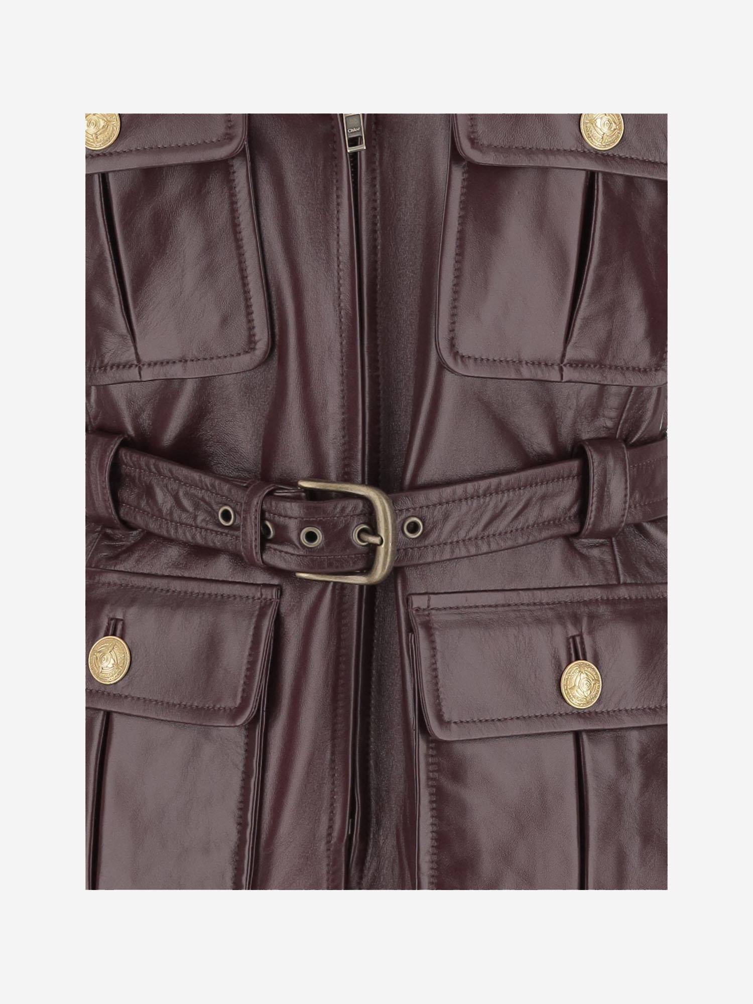 GILET IN PELLE CON TASHE E CINTURA CH25ACV04204 27M CHLOE