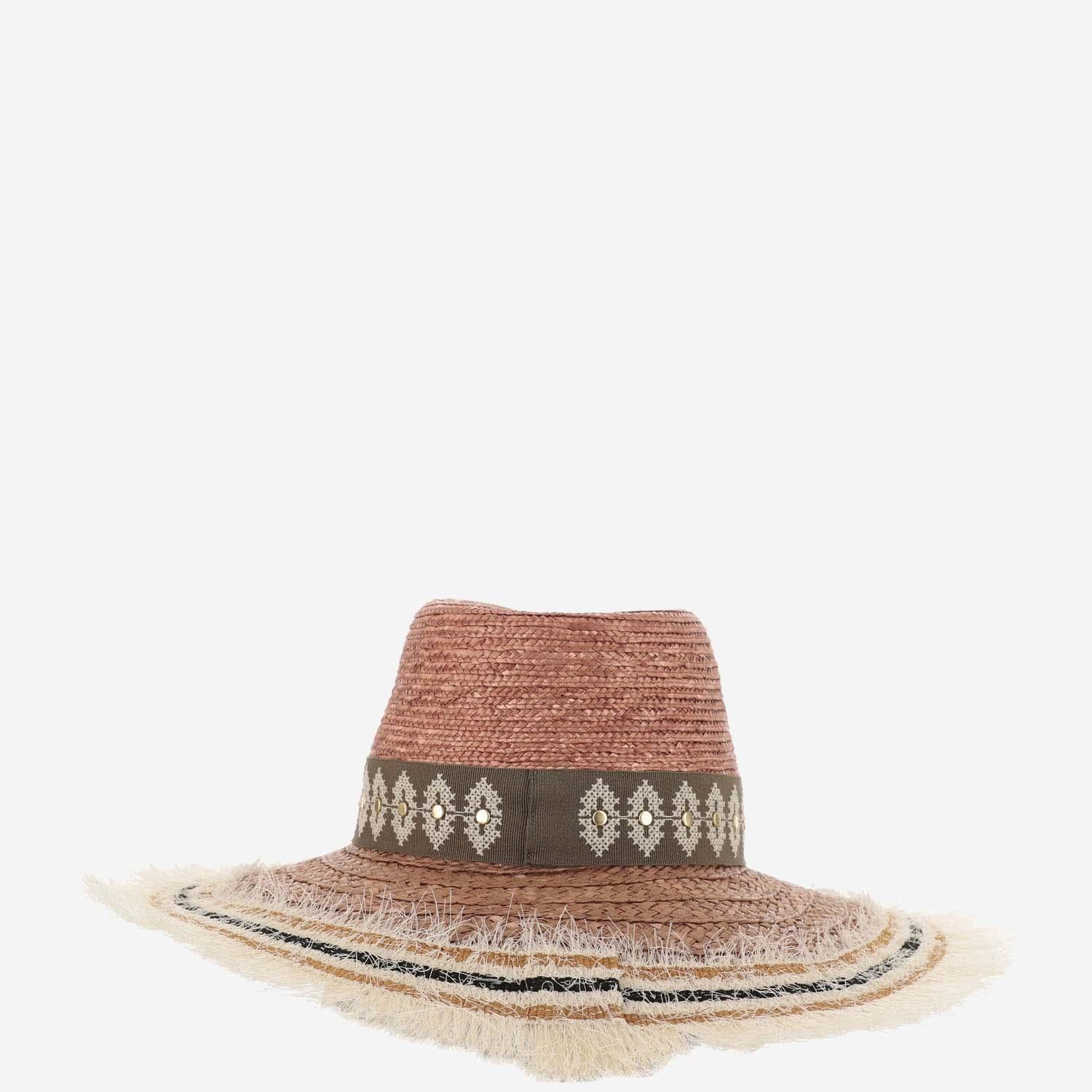 CAPPELLO IN MISTO PAGLIA E VISCOSA CON RICAMO 385981 48 FERRUCCIO VECCHI