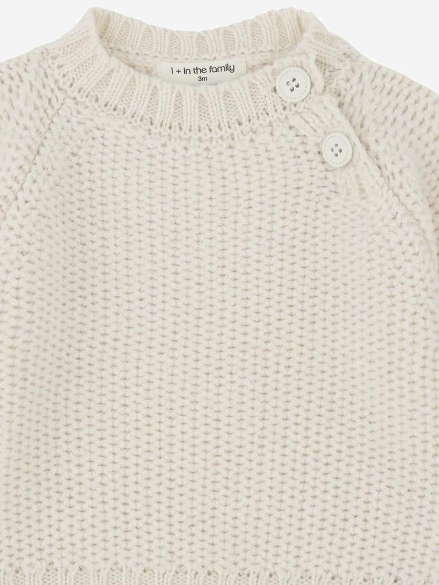 MAGLIONE IN LANA E ACRILICO CON BOTTONI SULLA SPALLA 25W074 ECRU 1+ IN THE FAMILY KIDS