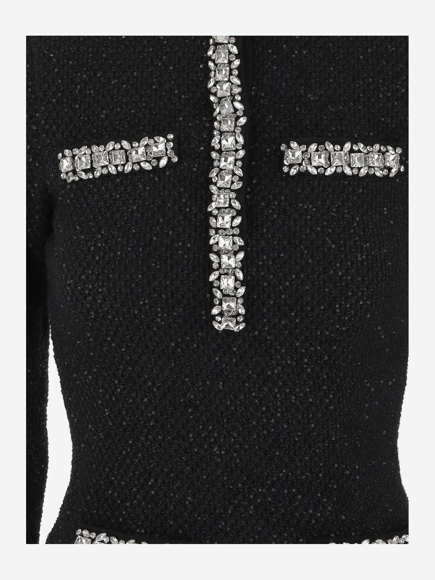 MINI ABITO IN MAGLIA DI MISTO COTONE CON MICRO PAILLETTES RS25035SB BLACK SELF PORTRAIT