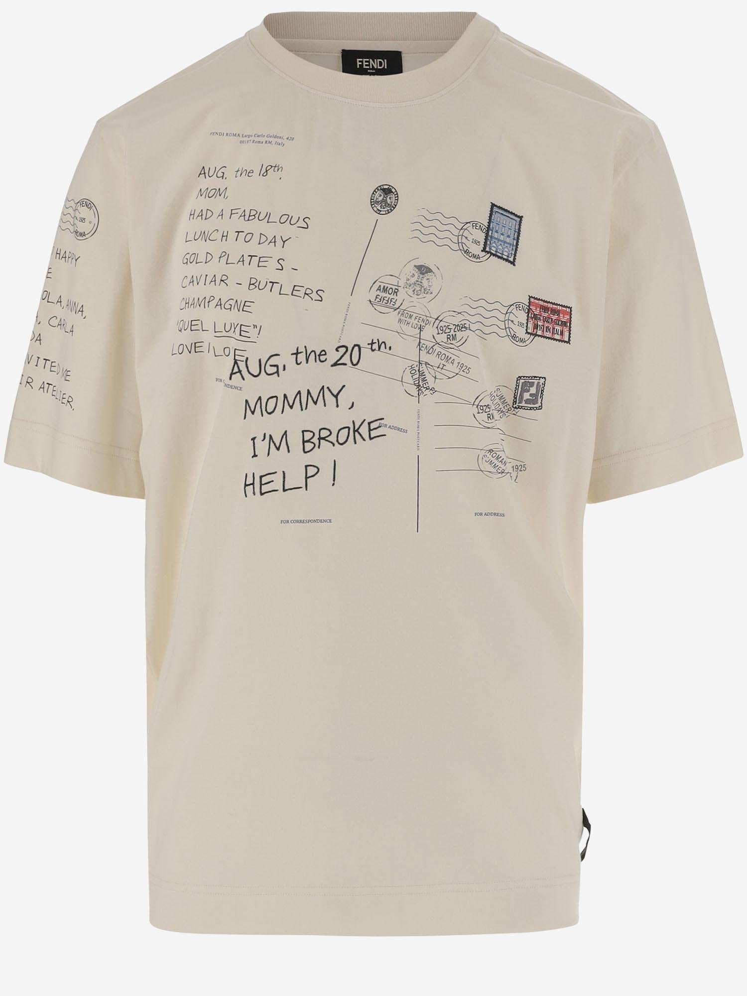 T-SHIRT IN COTONE CON STAMPA FY0936 AV0GF1P2N FENDI
