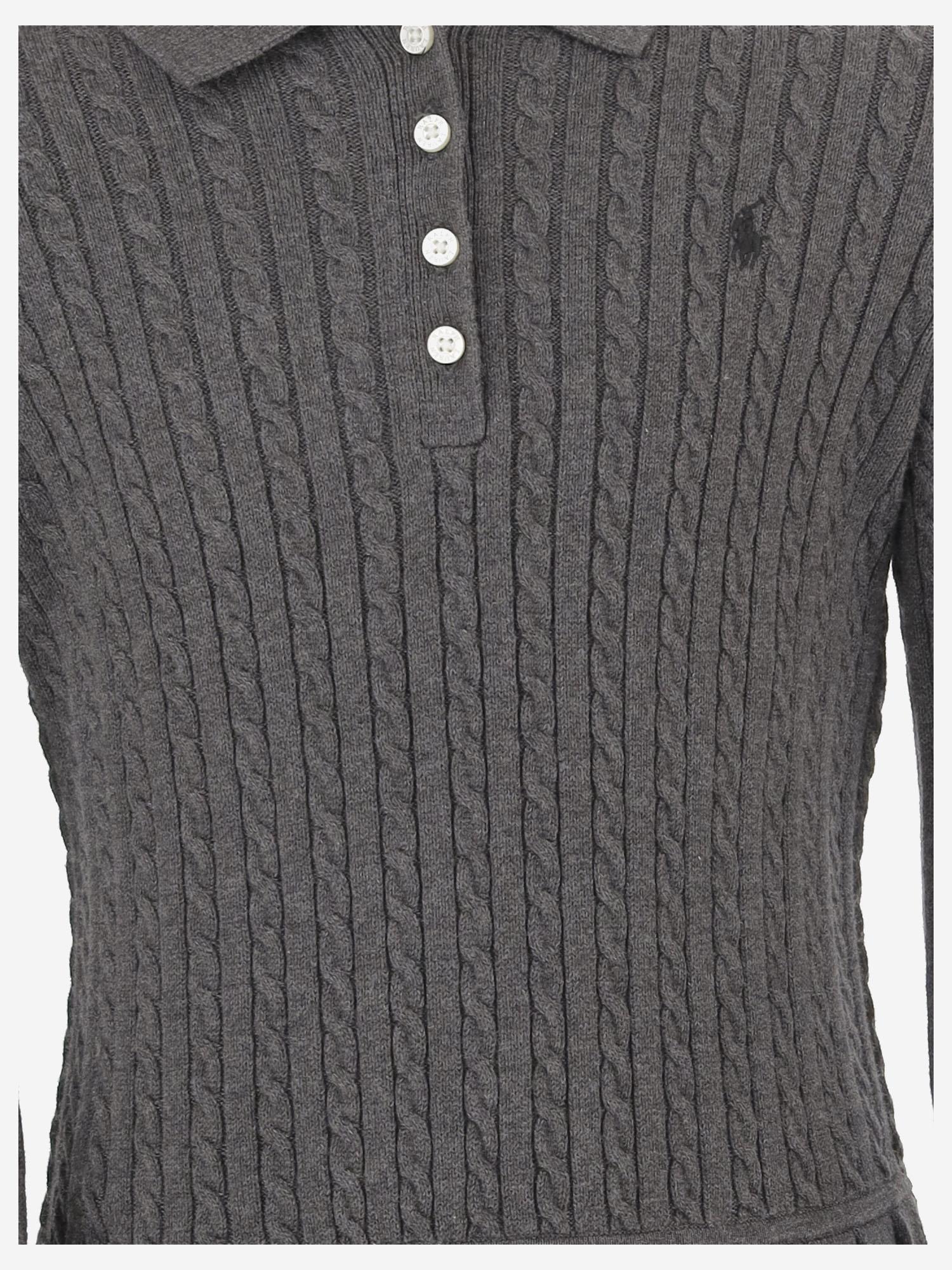 ABITO IN COTONE CON LAVORAZIONE TRECCIA E GONNA PLISSÉ 312978841 002 POLO RALPH LAUREN KIDS