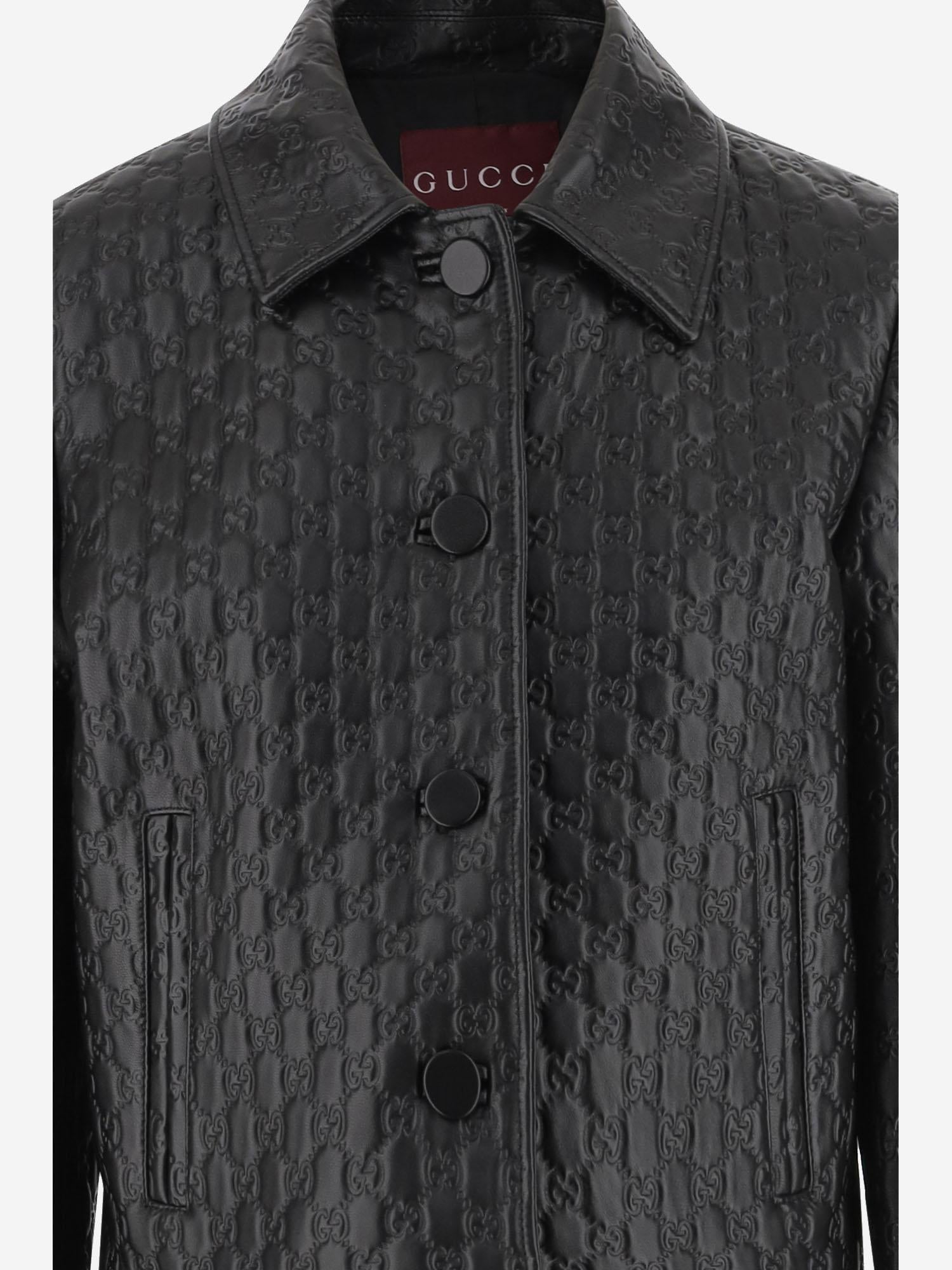 GIACCA IN PELLE CON MOTIVO GG 834308 XNA4F1000 GUCCI