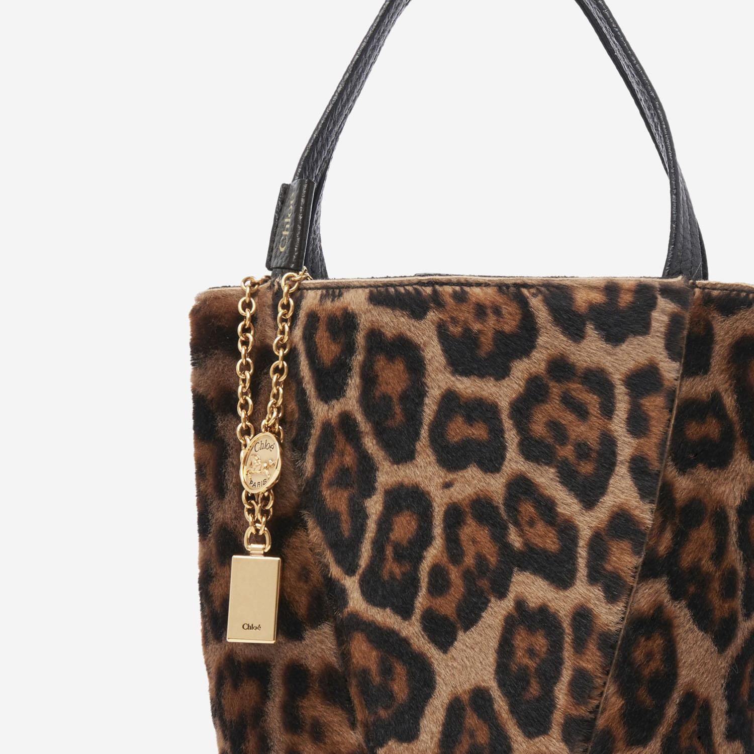BORSA TOTE PICCOLA IN SHERALING CON MOTIVO ANIMALIER CH25WS812Q20 220 CHLOE