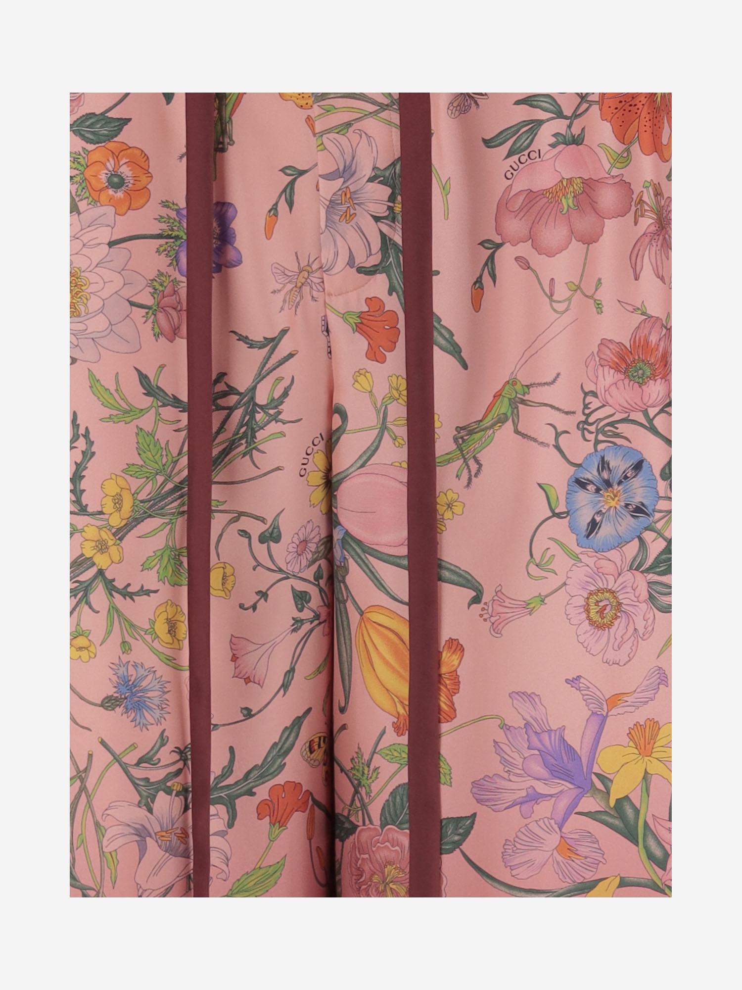 PANTALONI IN SETA CON MOTIVO FLOREALE 837980 Z7AUH5057 GUCCI
