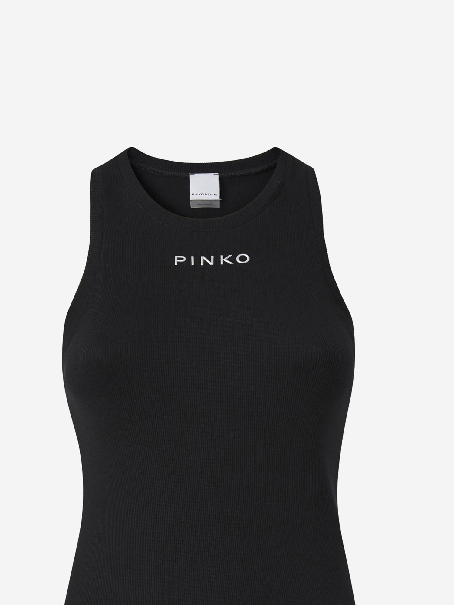 CANOTTA IN MAGLIA A COSTINE CON LOGO 100822 A2RCZ99 PINKO