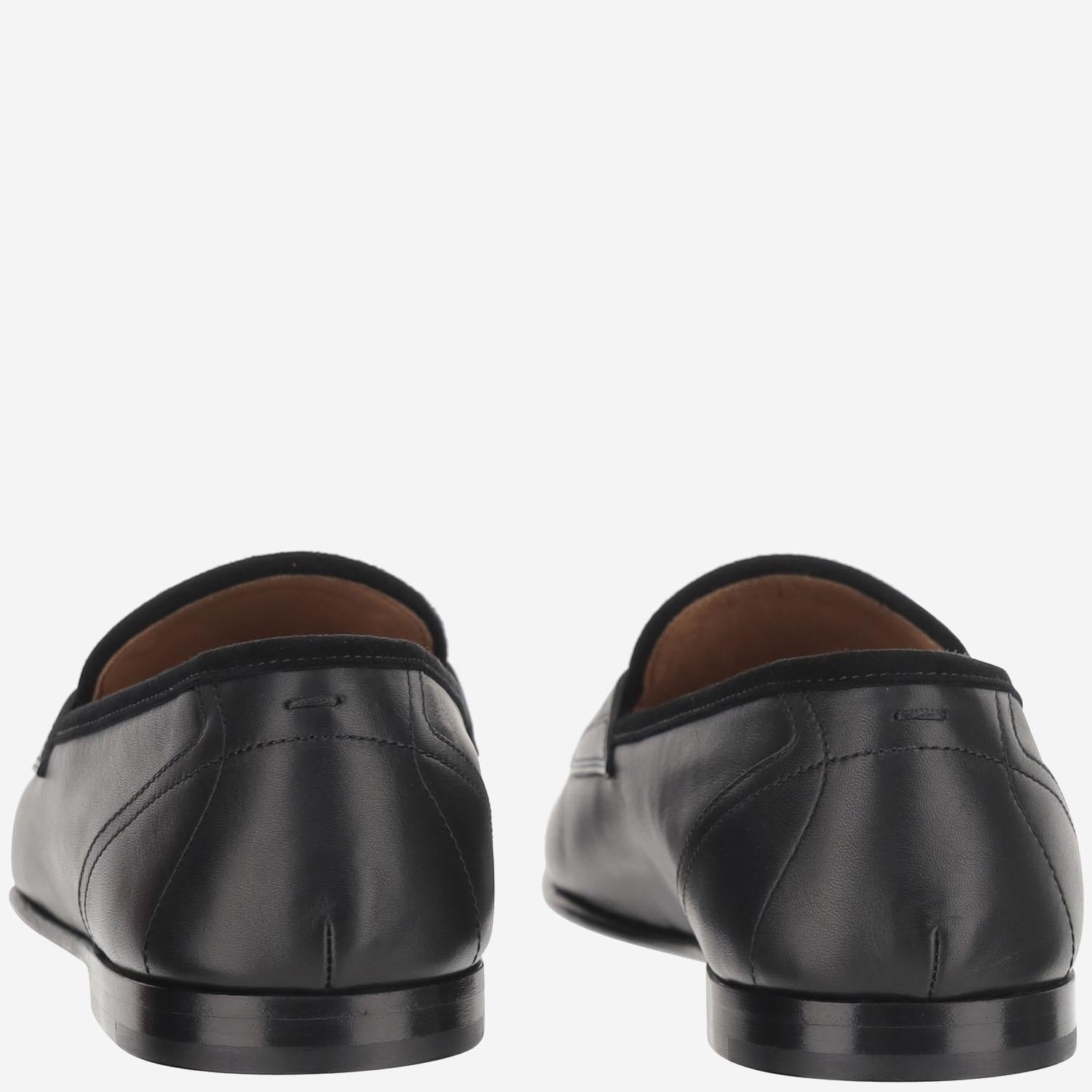 MOCASSINI IN PELLE CON LOGO DG A50462 A6O7080999 DOLCE & GABBANA