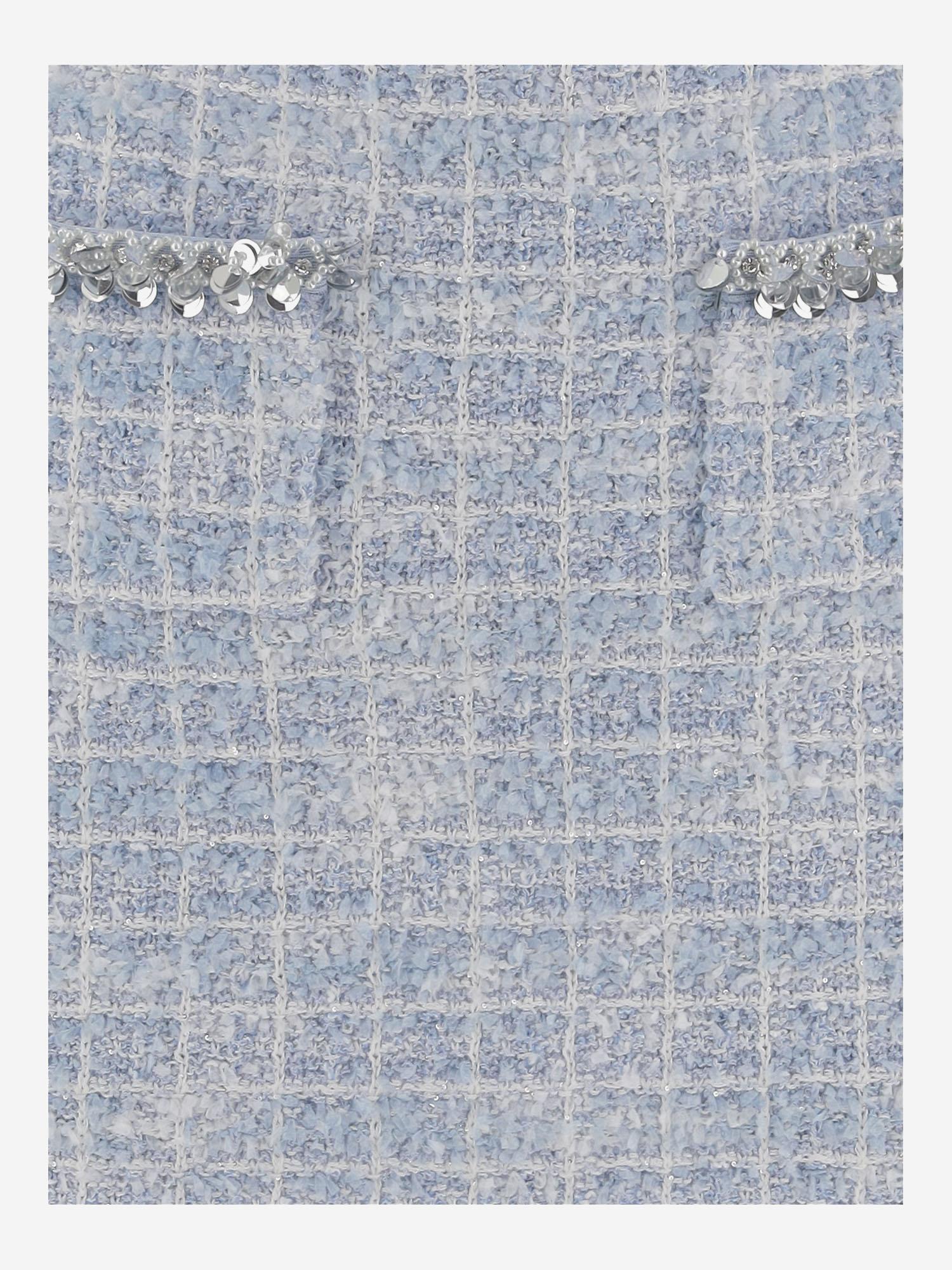 MInigonna in misto viscosa con tasche SS25014SKBL BLUE SELF PORTRAIT