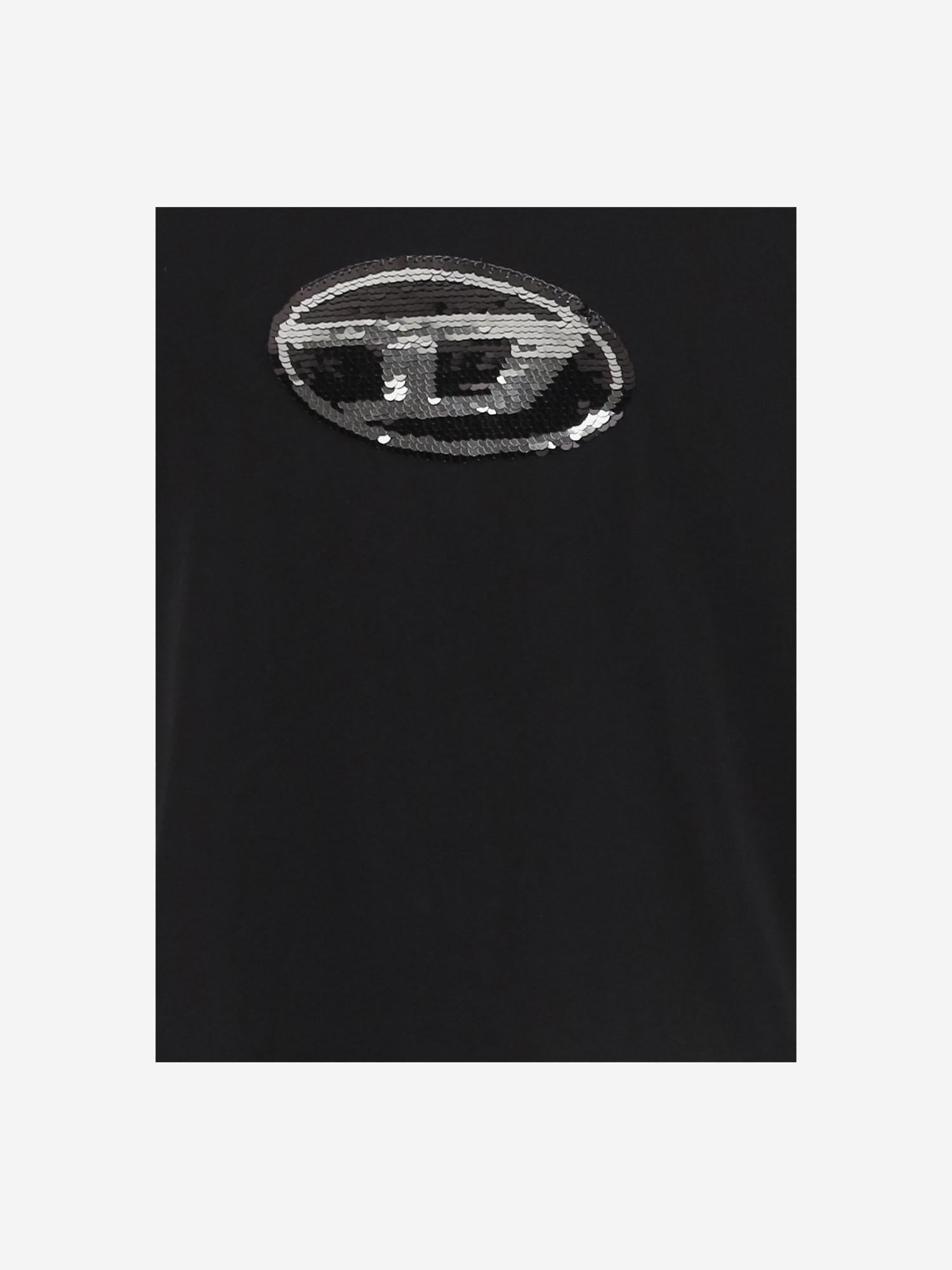 T-SHIRT IN COTONE CON LOGO IN PAILLETTES J02371 KYAUNK900 DIESEL KIDS