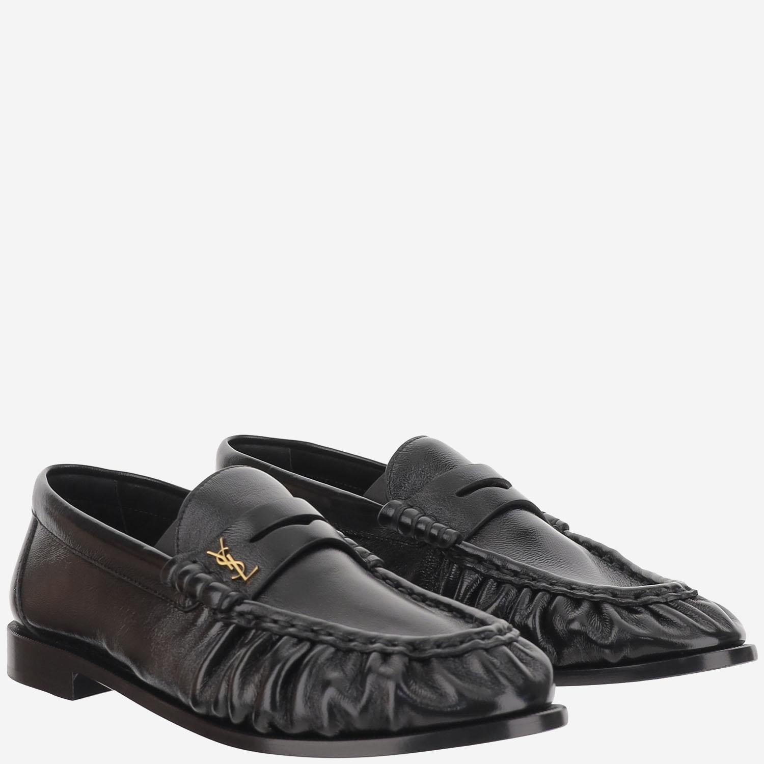 MOCASSINI LE LOAFER IN PELLE LUCIDA 766876 AA00K1000 SAINT LAURENT