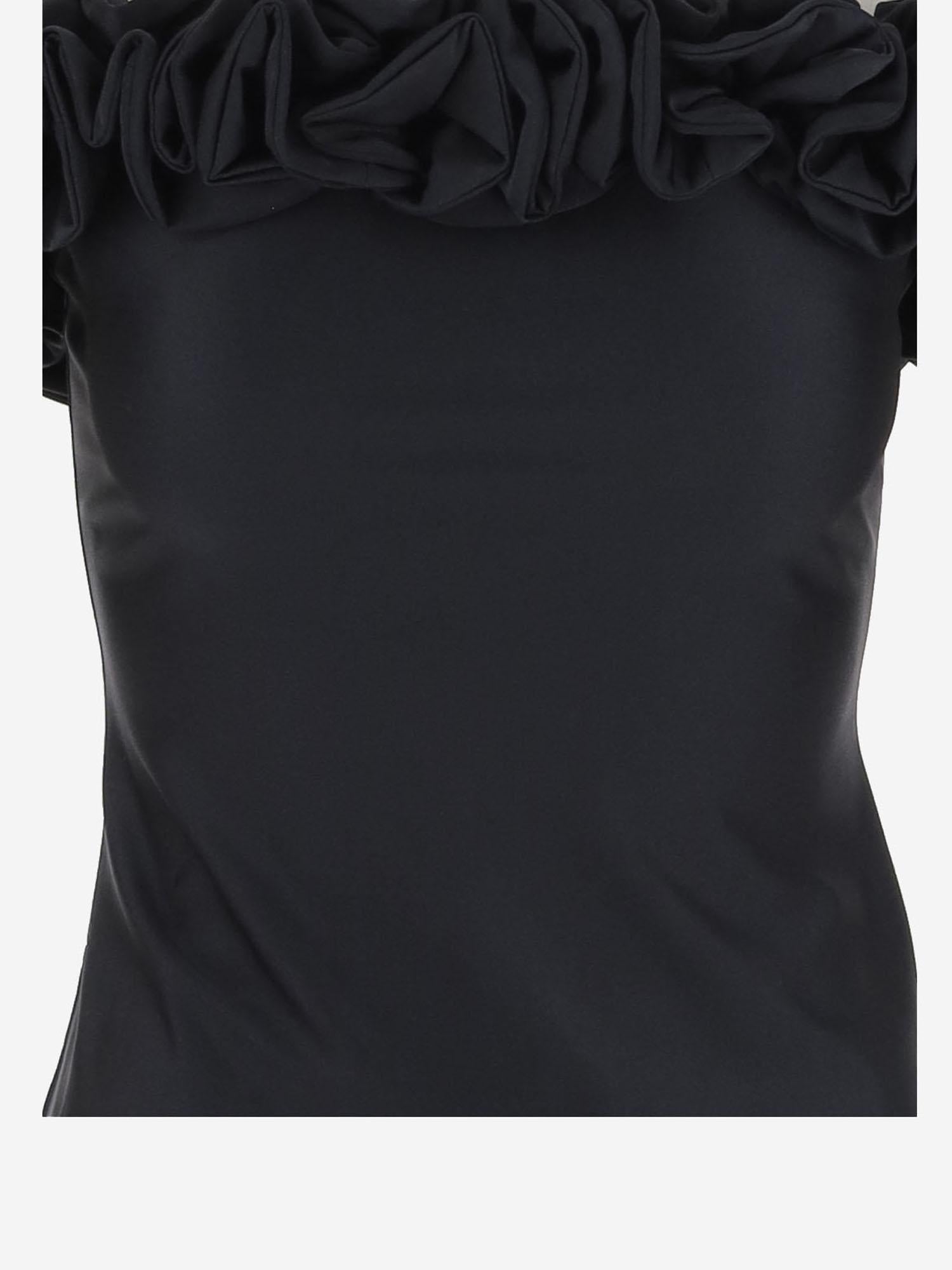 TOP IN JERSEY STRETCH CON ROUCHES COPT79F5001 BLK COPERNI