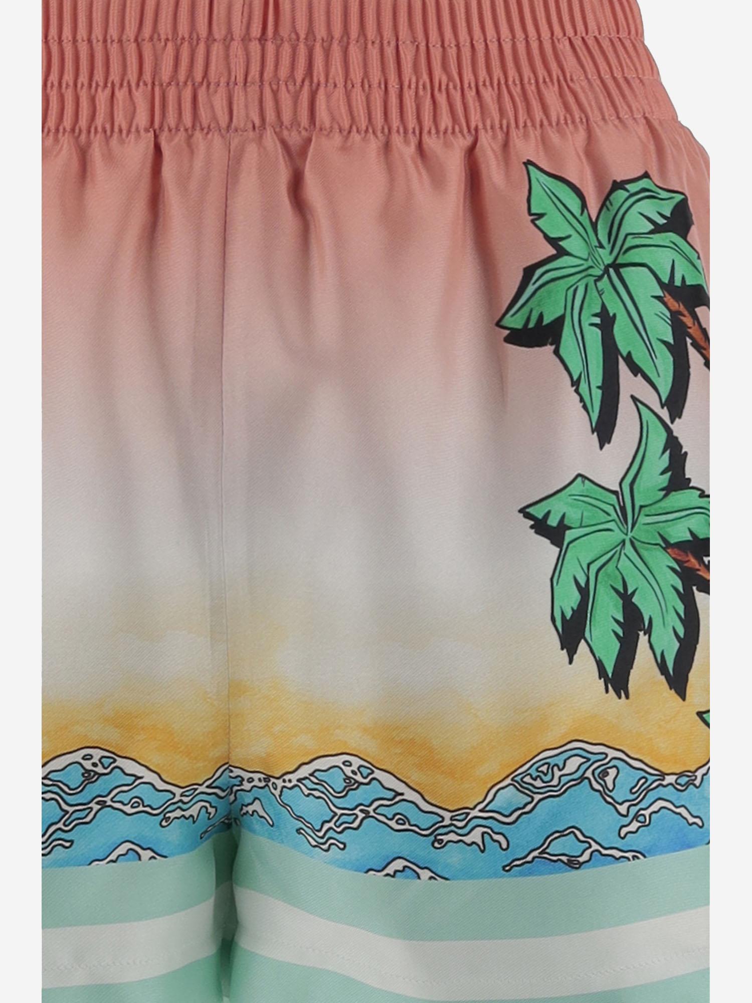 PANTALONI CORTI CON STAMPA IN SETA WS25TR104 03 CASABLANCA
