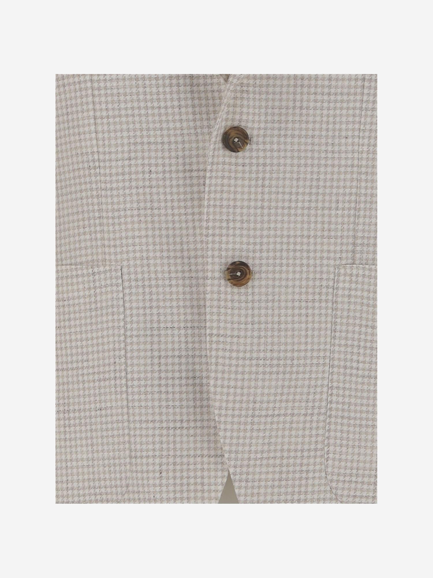 GIACCA MONOPETTO IN MISTO LINO CON MOTIVO PIED DE POULE 1SMC22K 520063A3196 TAGLIATORE